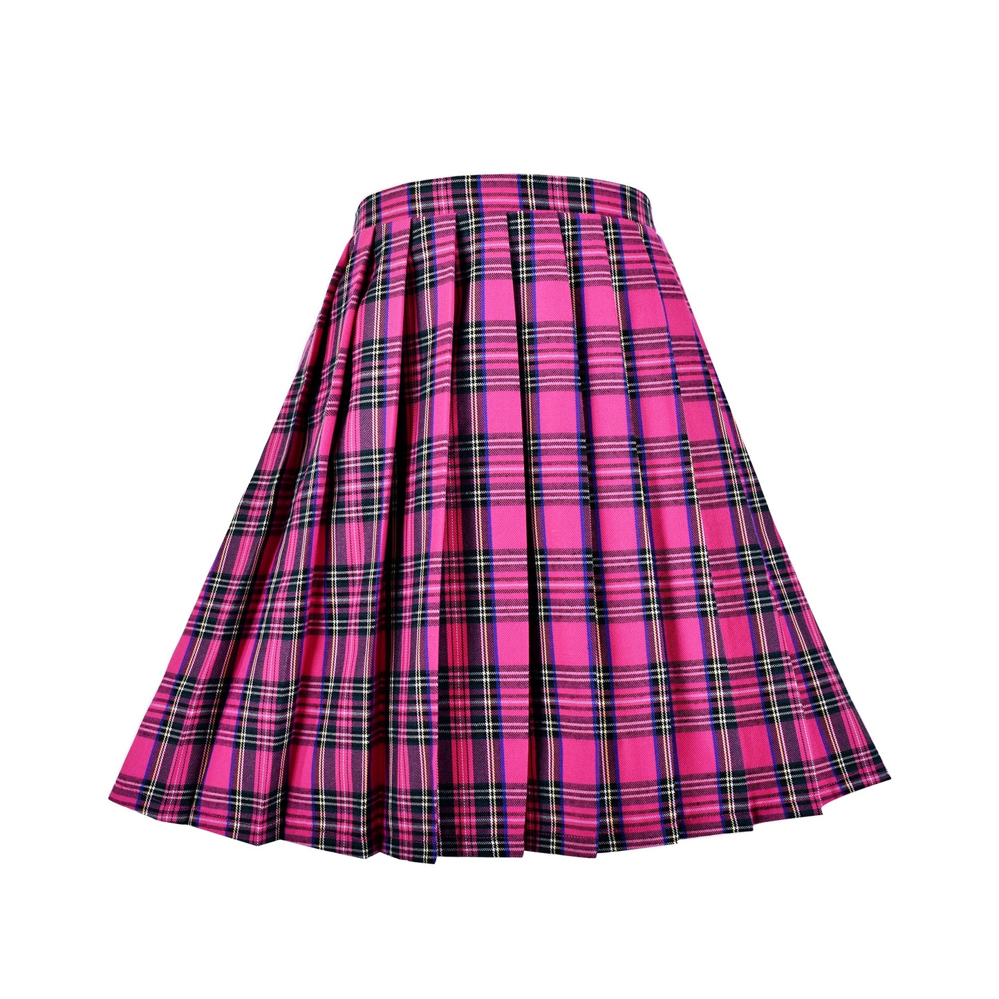 Girls Skirt Kids School Uniform Set Red Tartan Pleated Hem Skirt Pink