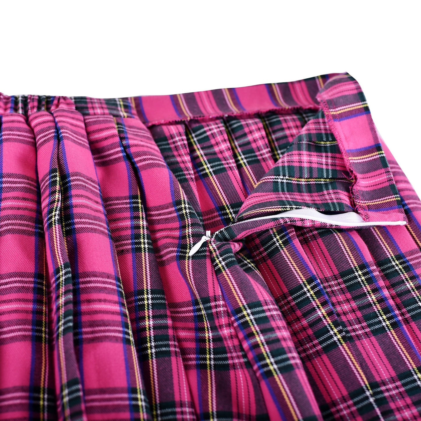 Girls Skirt Kids School Uniform Set Red Tartan Pleated Hem Skirt Pink