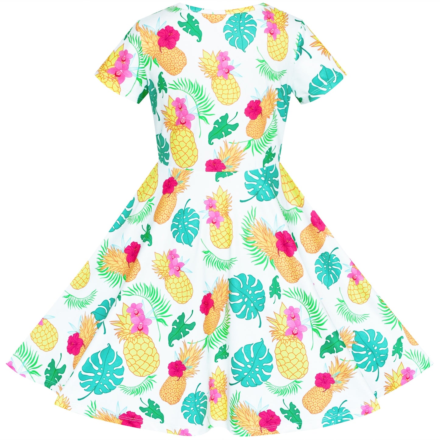 Girls Dress Blue Unicorn Short Sleeve Casual Dress Multi-Color