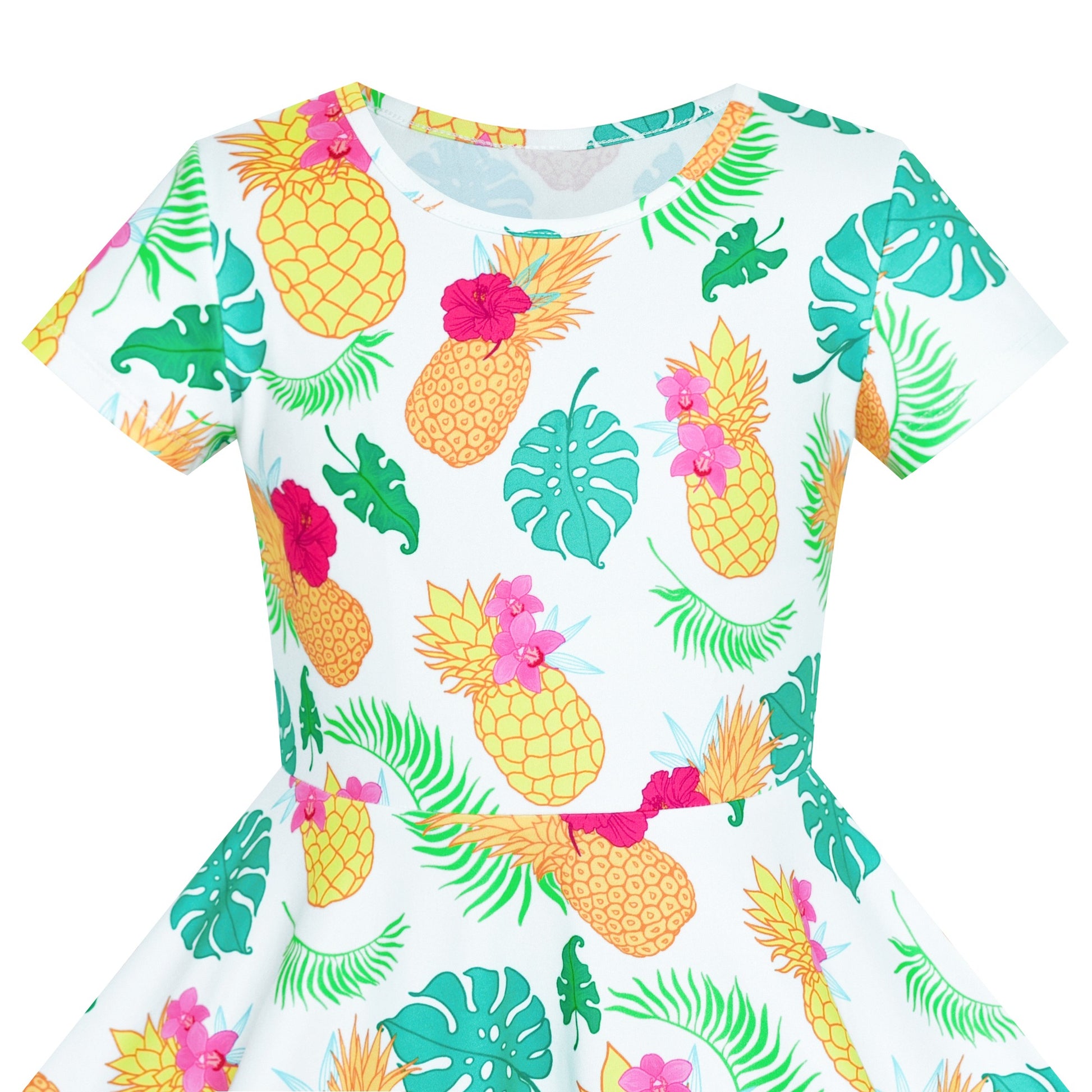 Girls Dress Blue Unicorn Short Sleeve Casual Dress Multi-Color