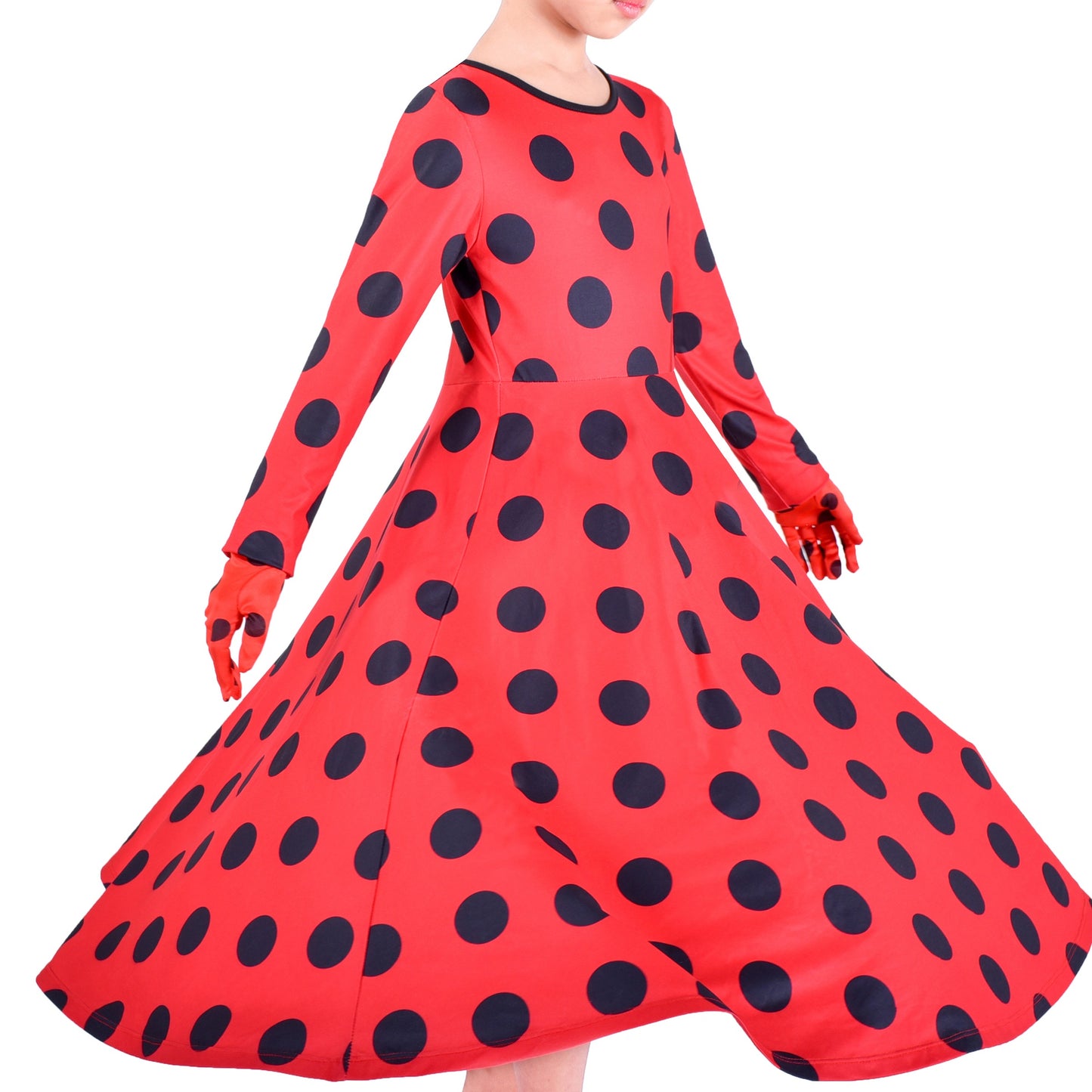 Girls Dress Superhero Face Mask Earring Gloves Halloween Red