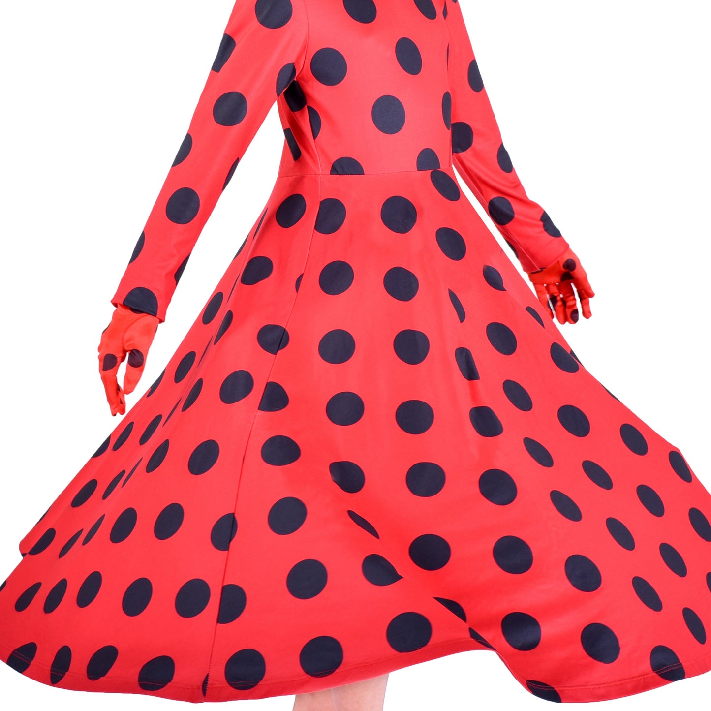 Girls Dress Superhero Face Mask Earring Gloves Halloween Red