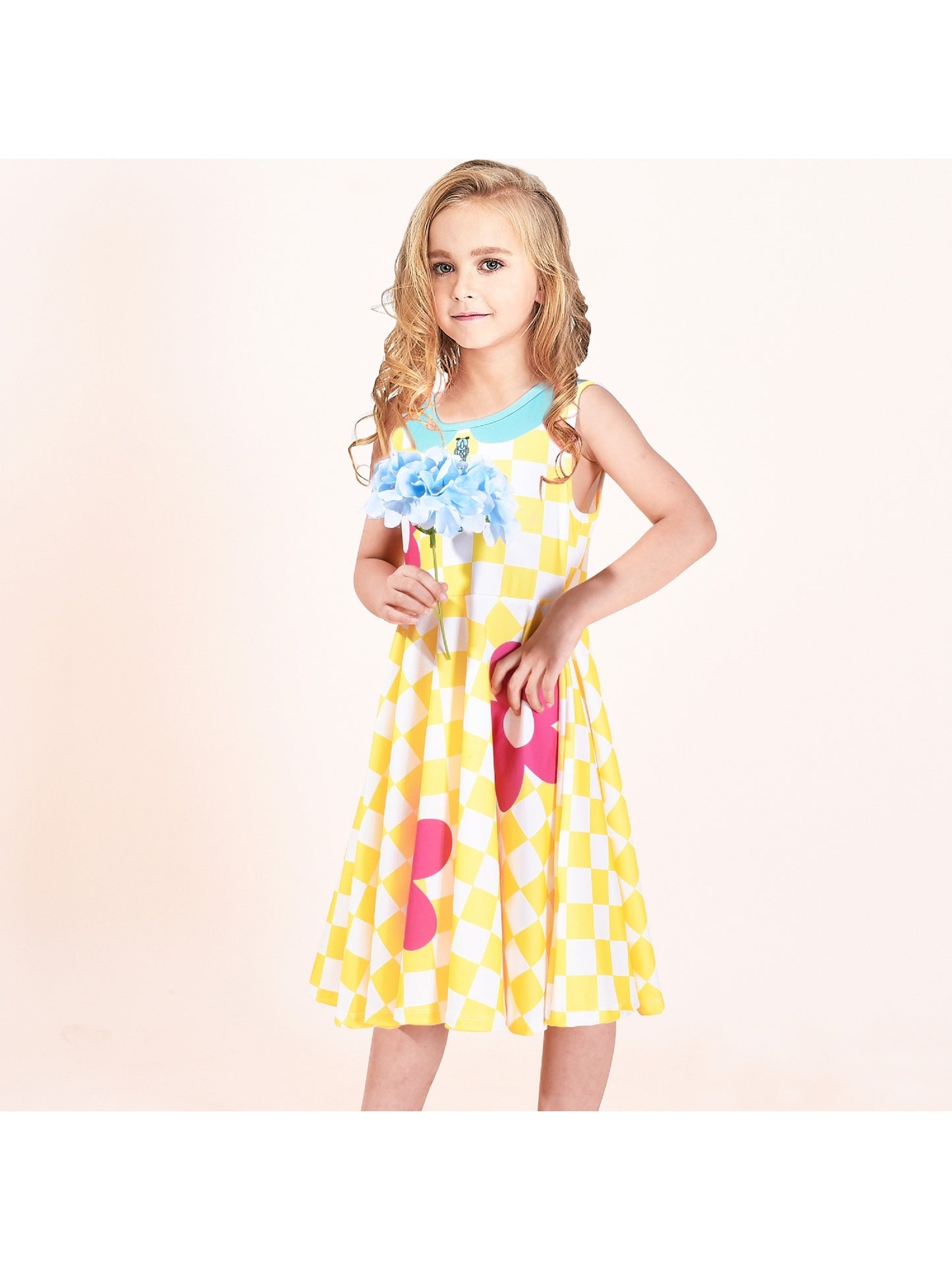 Girls Dress Unicorn Rainbow Casual Long Sleeve Yellow