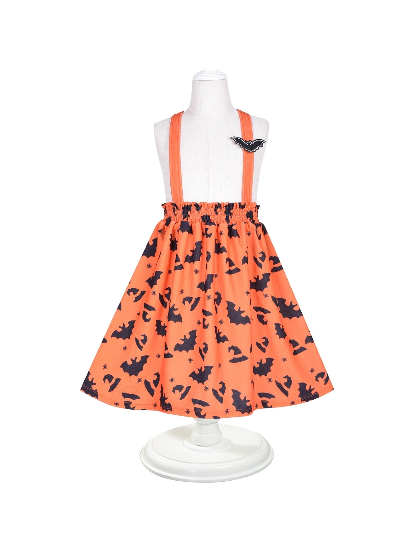 2 Pieces Set Girls Dress T-Shirt Suspender Skirt Halloween Cosplay Orange