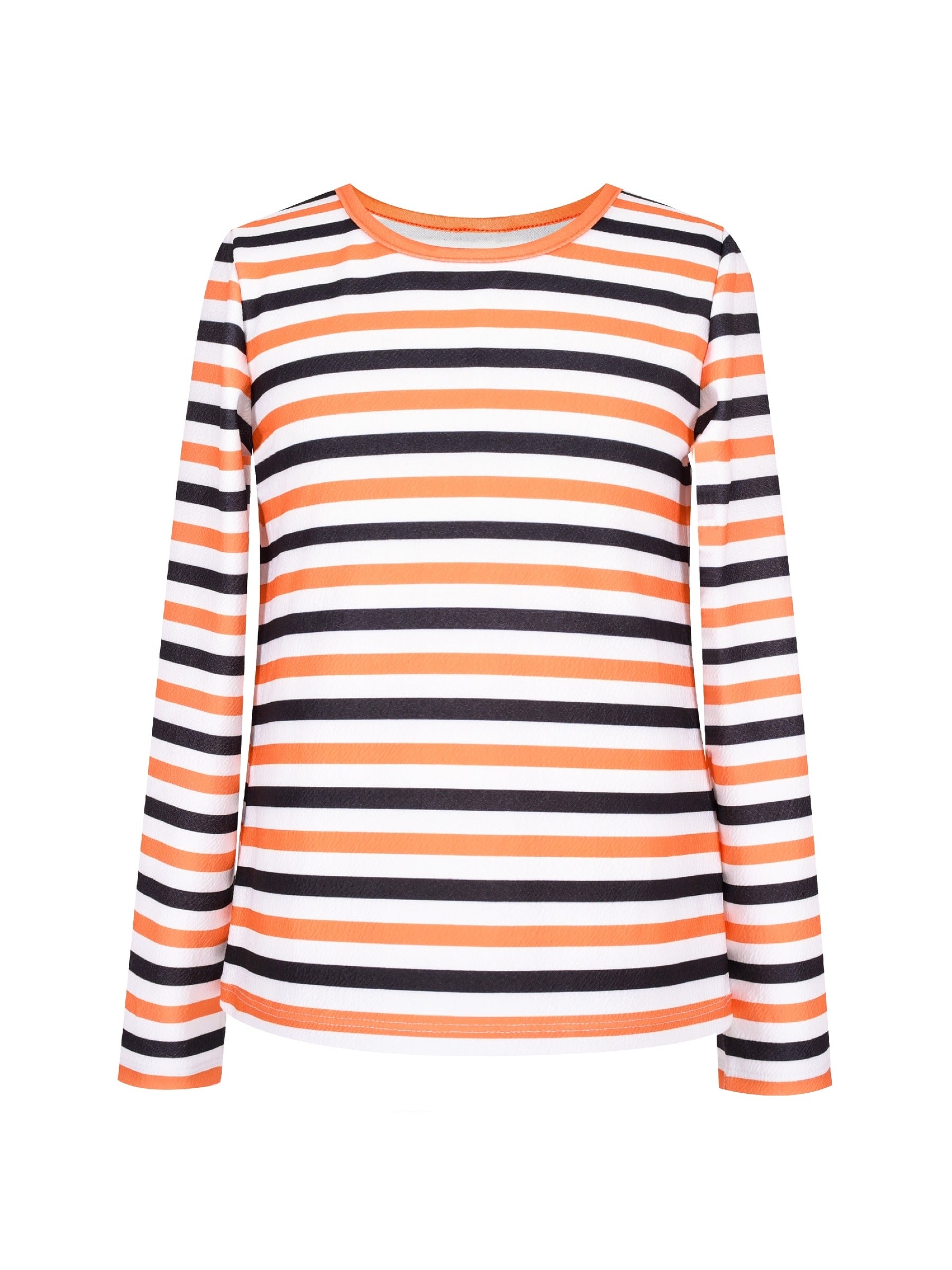 Girls T-shirt Striped School Uniform Orange