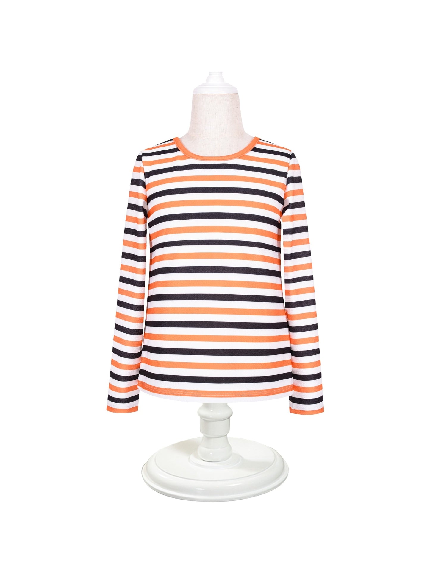 Girls T-shirt Striped School Uniform Orange