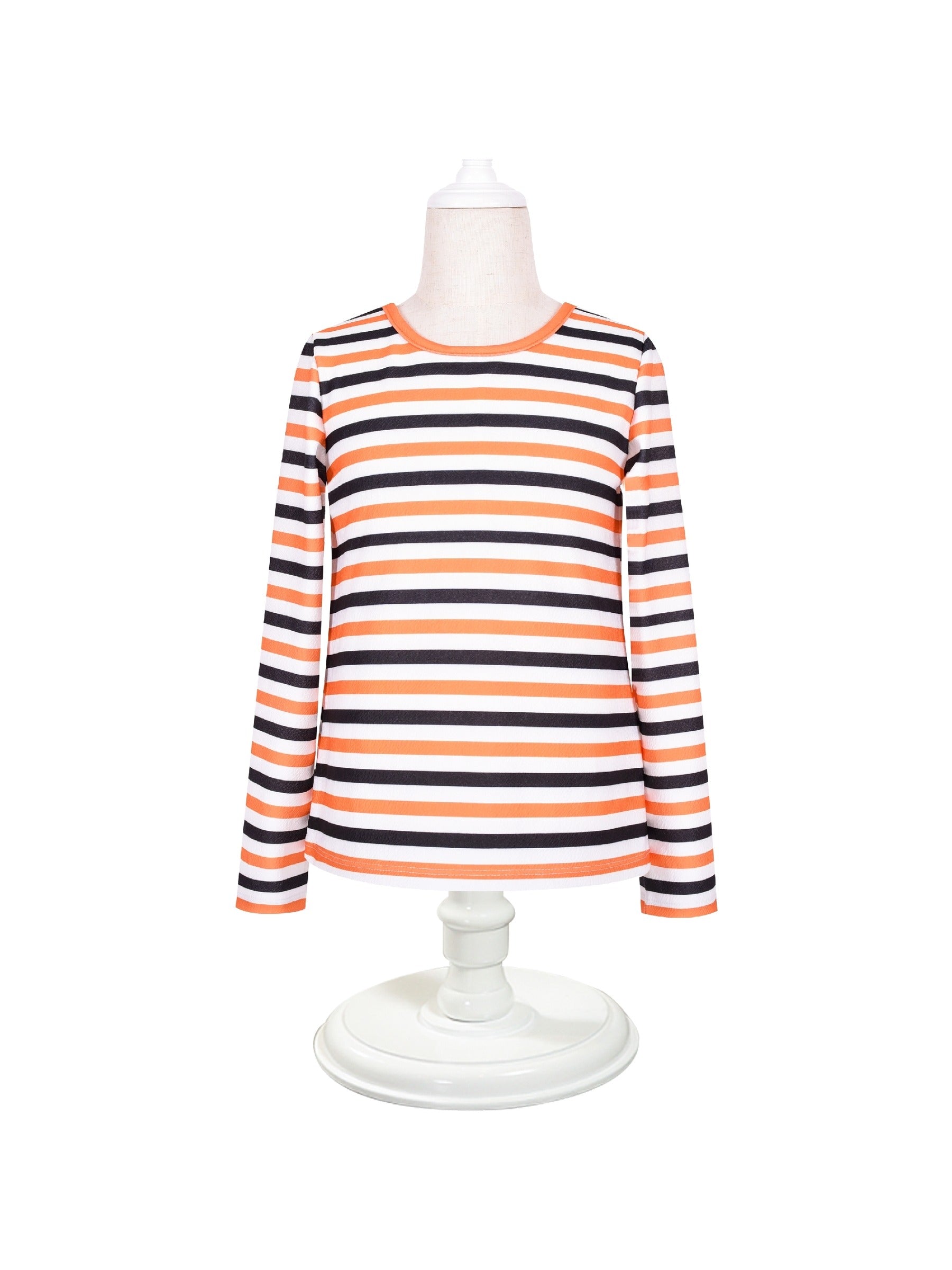 Girls T-shirt Striped School Uniform Orange