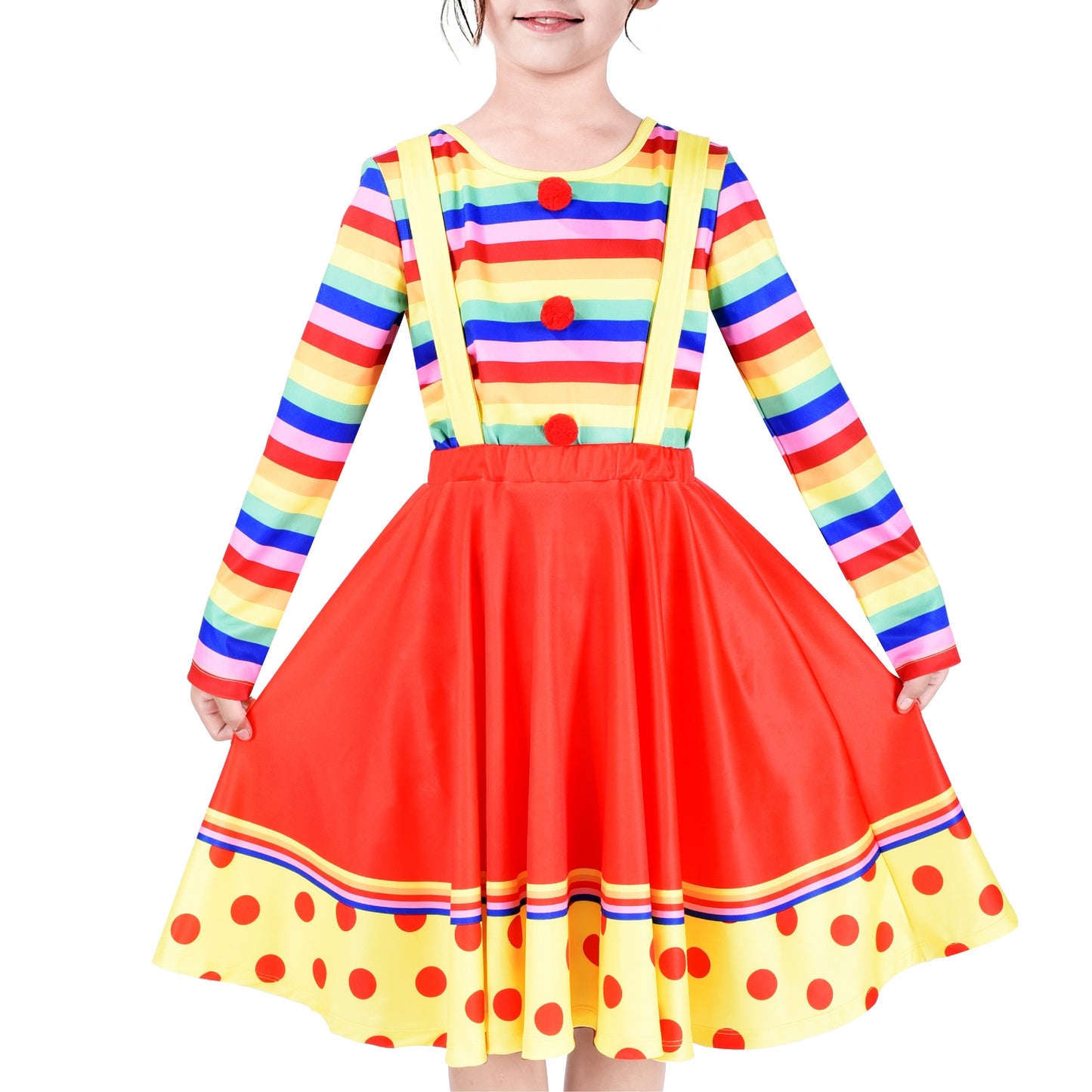2 Pieces Set Girls Dress T-Shirt Suspender Skirt Halloween Cosplay Multi-Color