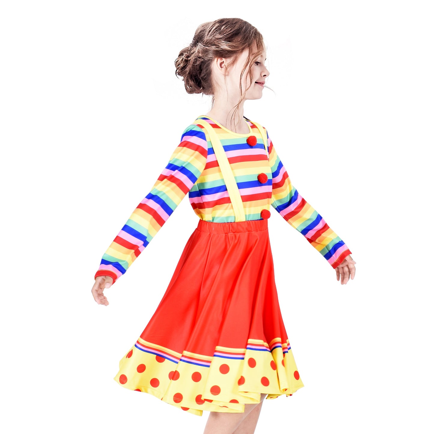 2 Pieces Set Girls Dress T-Shirt Suspender Skirt Halloween Cosplay Multi-Color