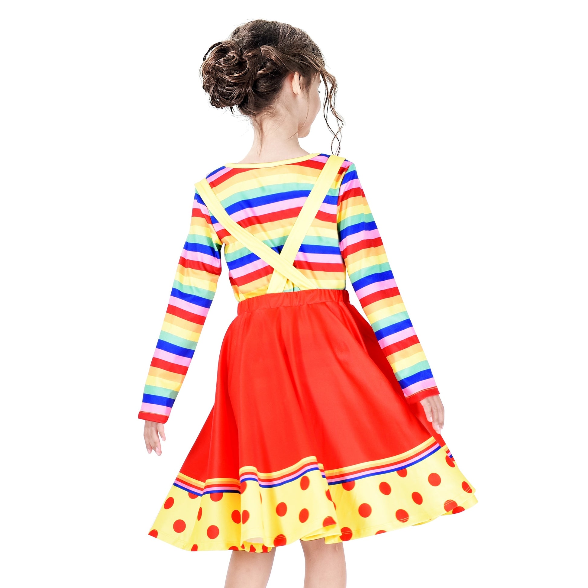 2 Pieces Set Girls Dress T-Shirt Suspender Skirt Halloween Cosplay Multi-Color