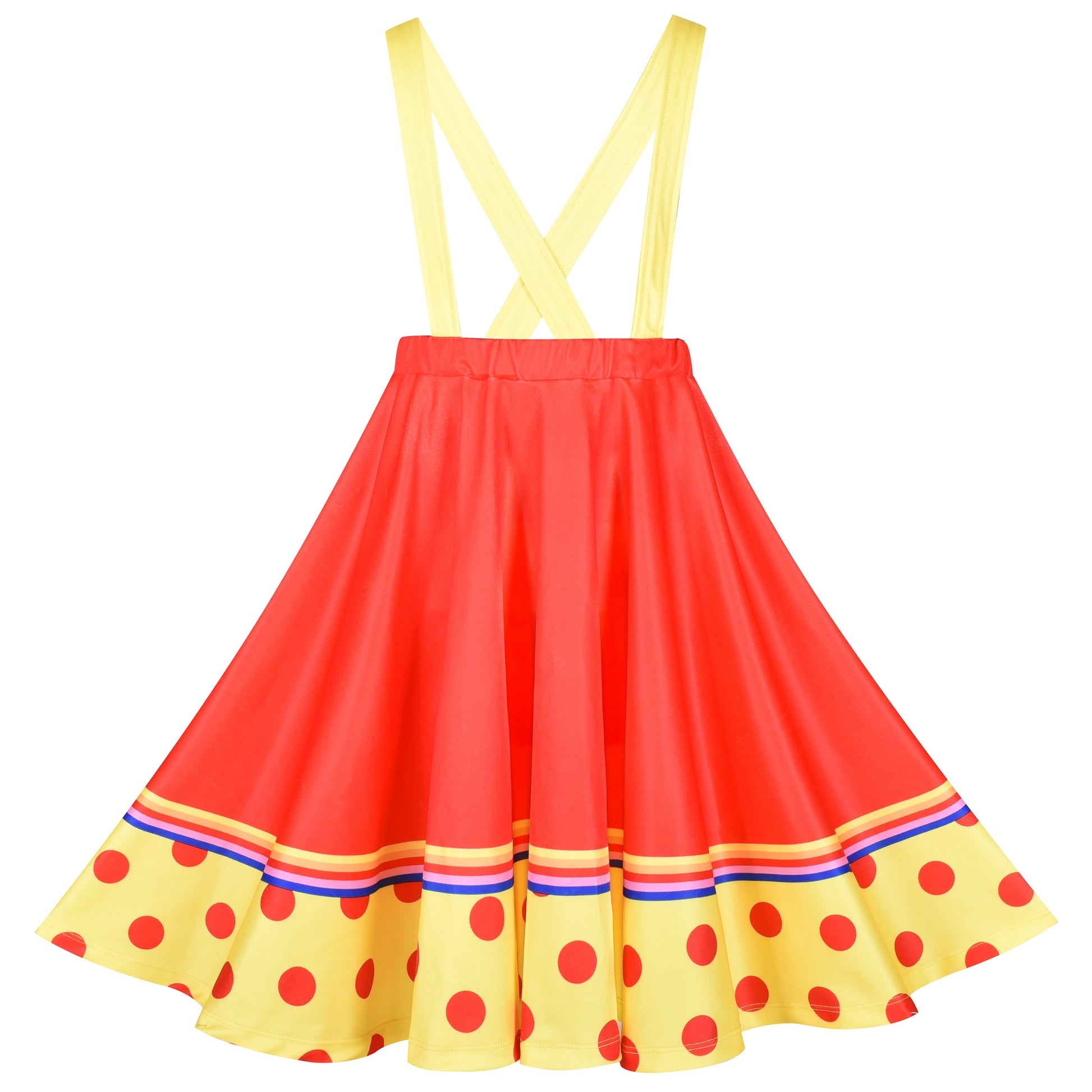 2 Pieces Set Girls Dress T-Shirt Suspender Skirt Halloween Cosplay Multi-Color