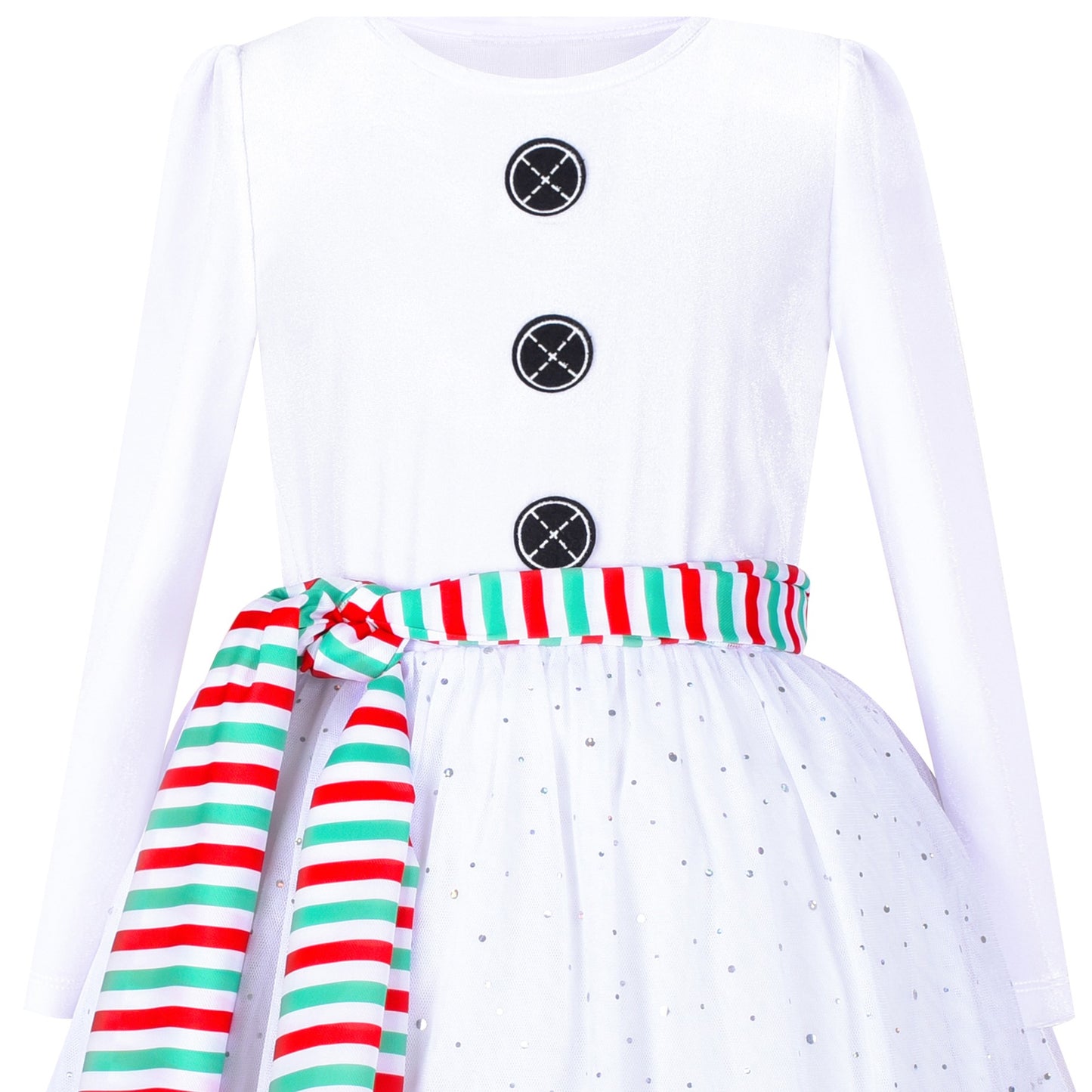 Girls Dress Long Sleeve Tutu Skirt Bow Tie Party White