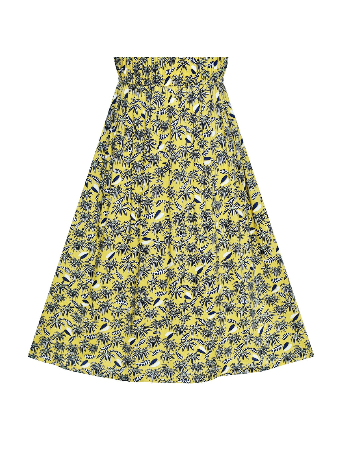 Girls Dress Cold Shoulder Hawaiian Coconut Tree Yellow Polynesia Yellow