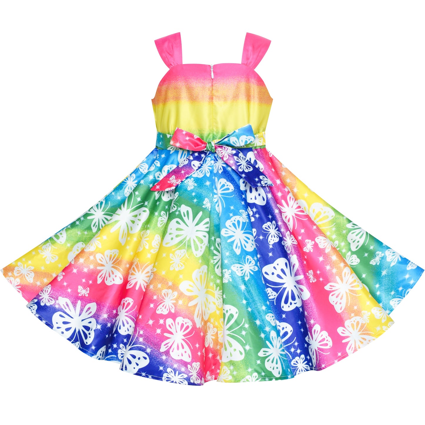 Girls Dress Rainbow Colorful Unicorn Doll Costume Swing Dress Multi-Color