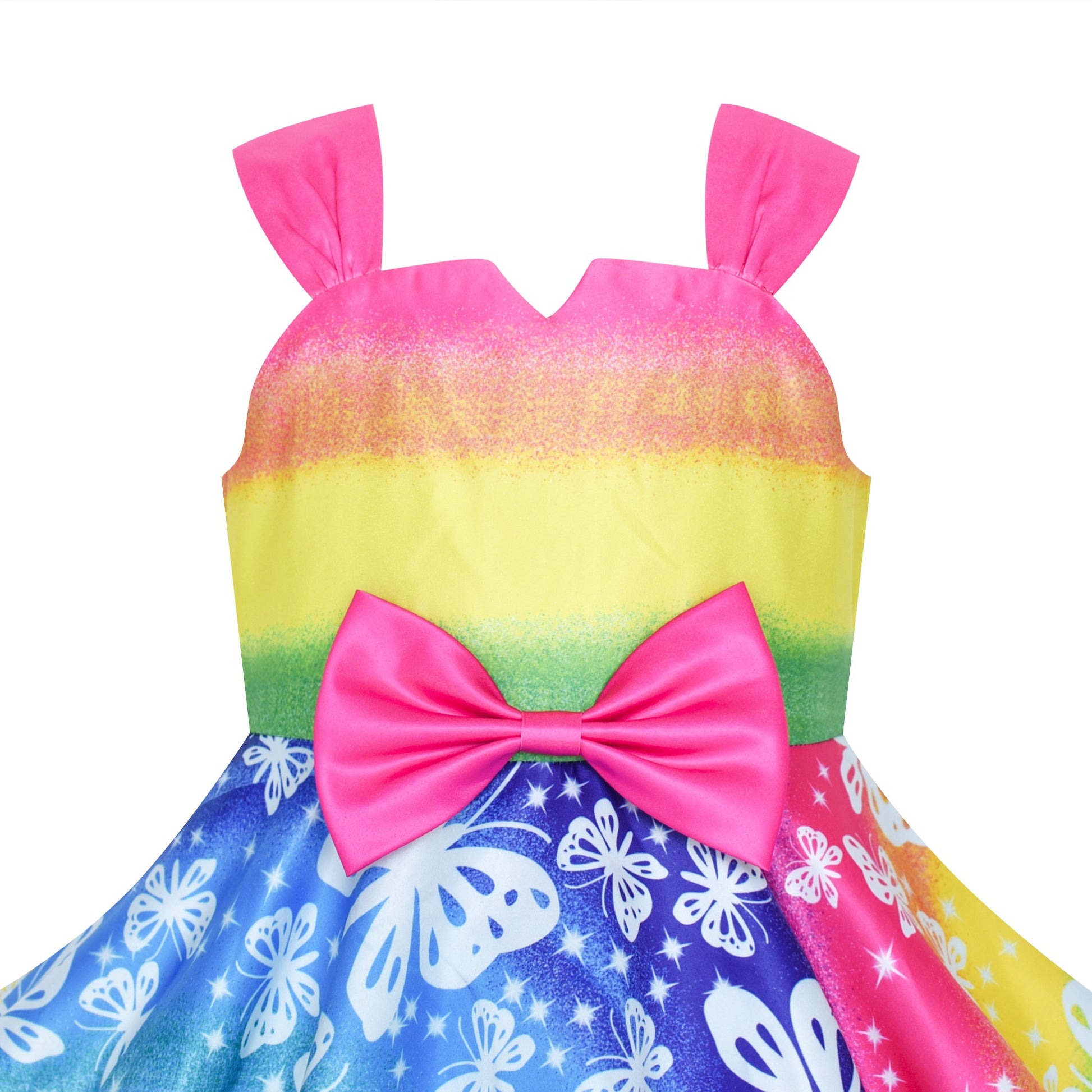 Girls Dress Rainbow Colorful Unicorn Doll Costume Swing Dress Multi-Color