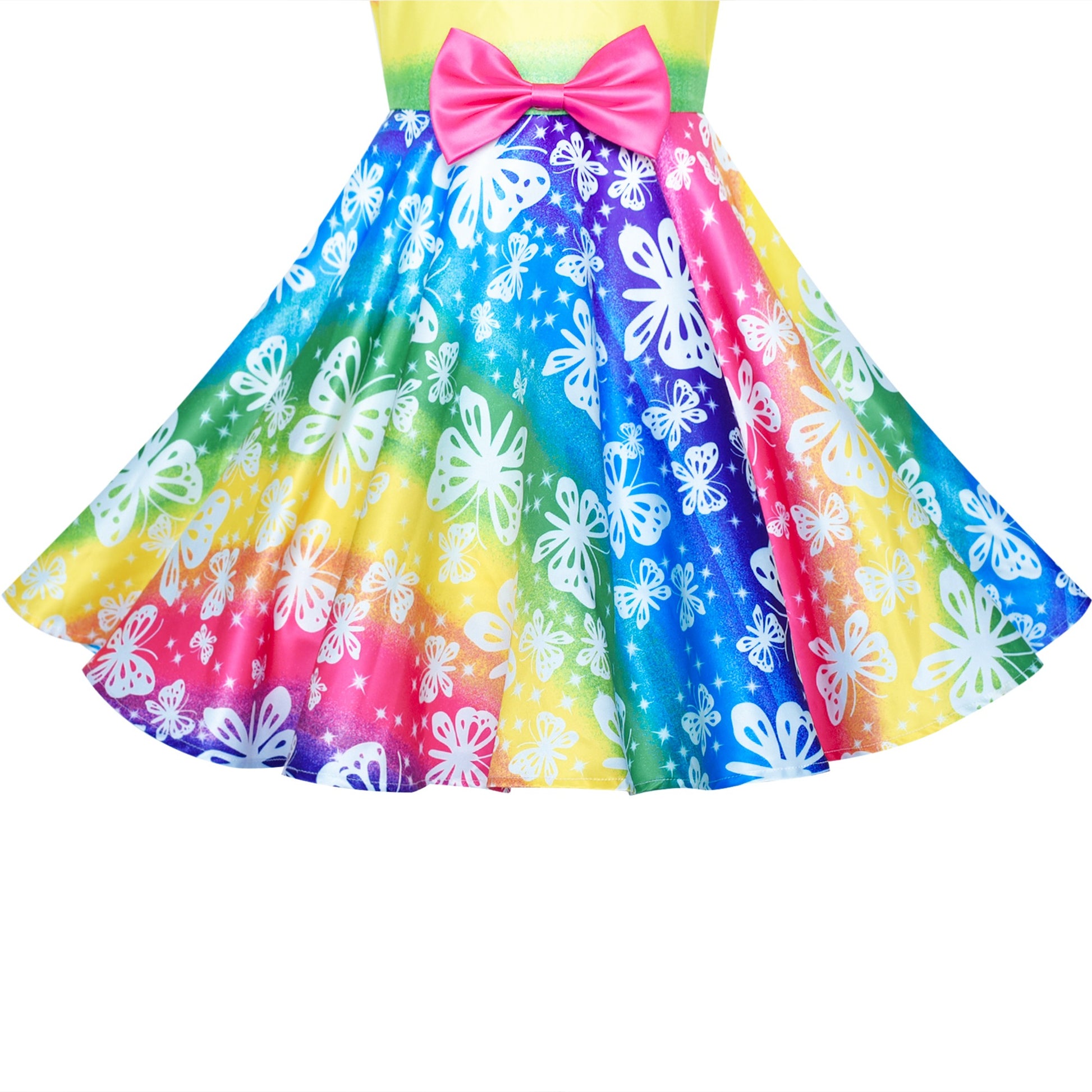 Girls Dress Rainbow Colorful Unicorn Doll Costume Swing Dress Multi-Color