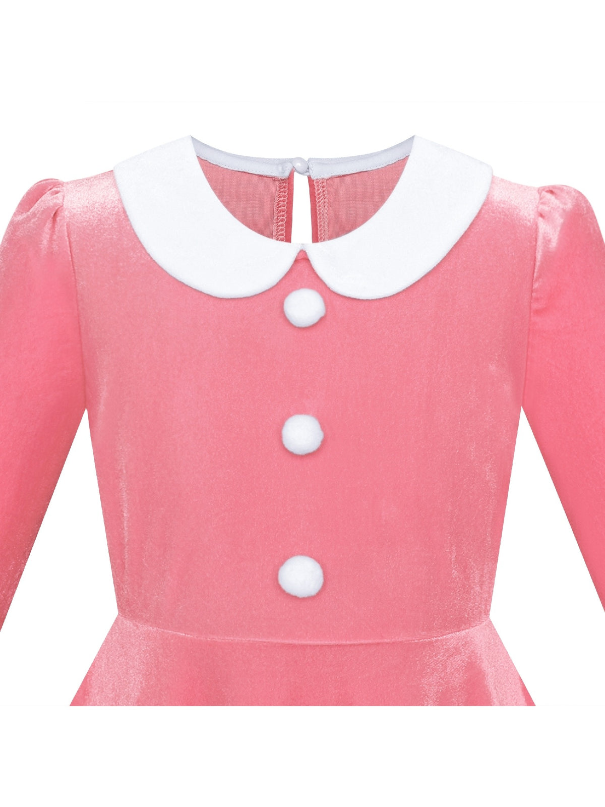 Girls Dress Christmas Hat Red Velvet Long Sleeve Holiday - Pink