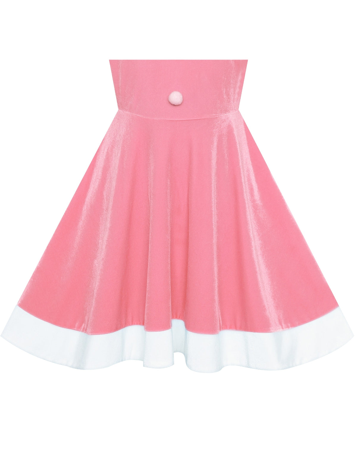 Girls Dress Christmas Hat Red Velvet Long Sleeve Holiday - Pink