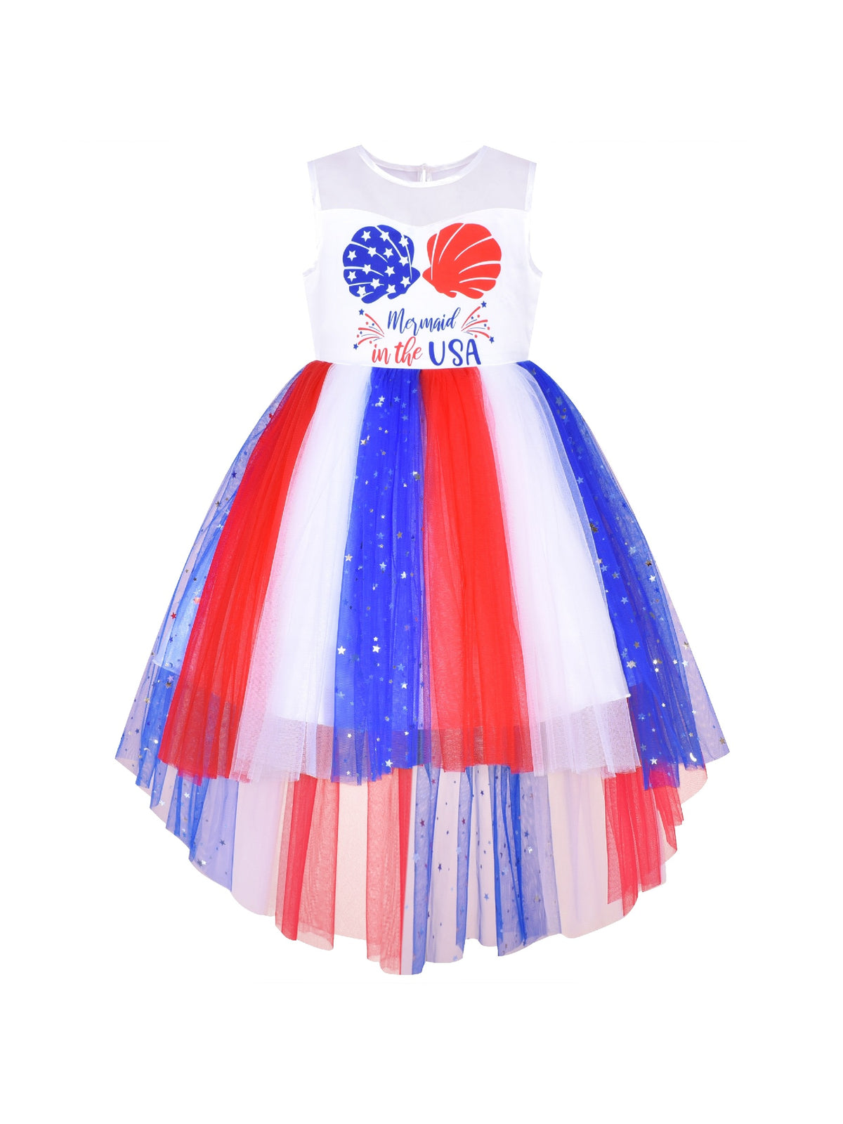 Girls Dress Sequin Mesh Party Wedding Princess Tulle Red - Mermaid in USA