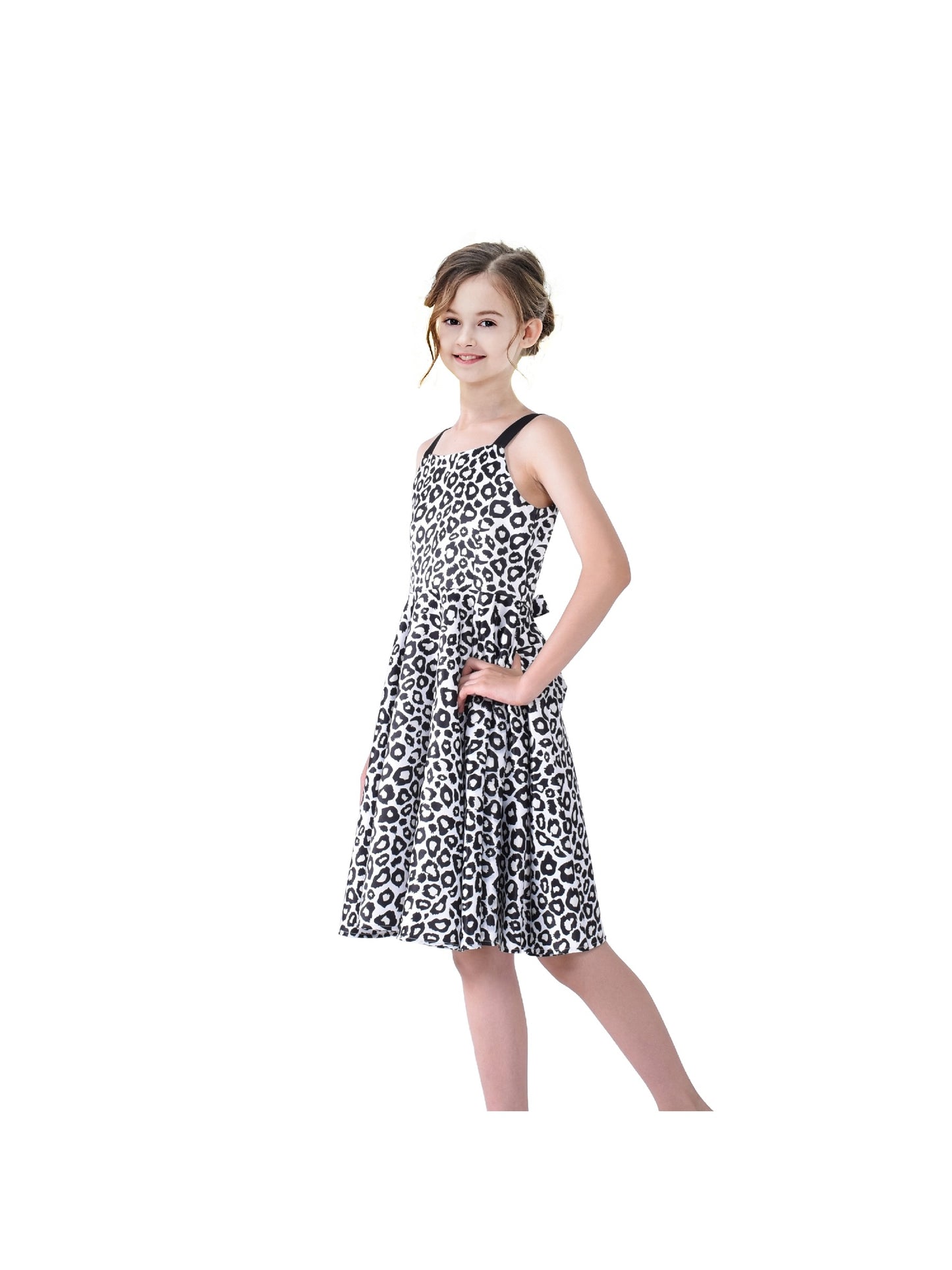 Girls Dress Leopard Doll Surprise Party Swing Dress Black