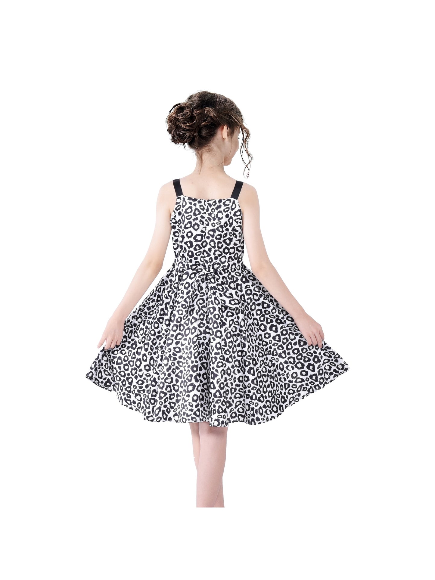 Girls Dress Leopard Doll Surprise Party Swing Dress Black