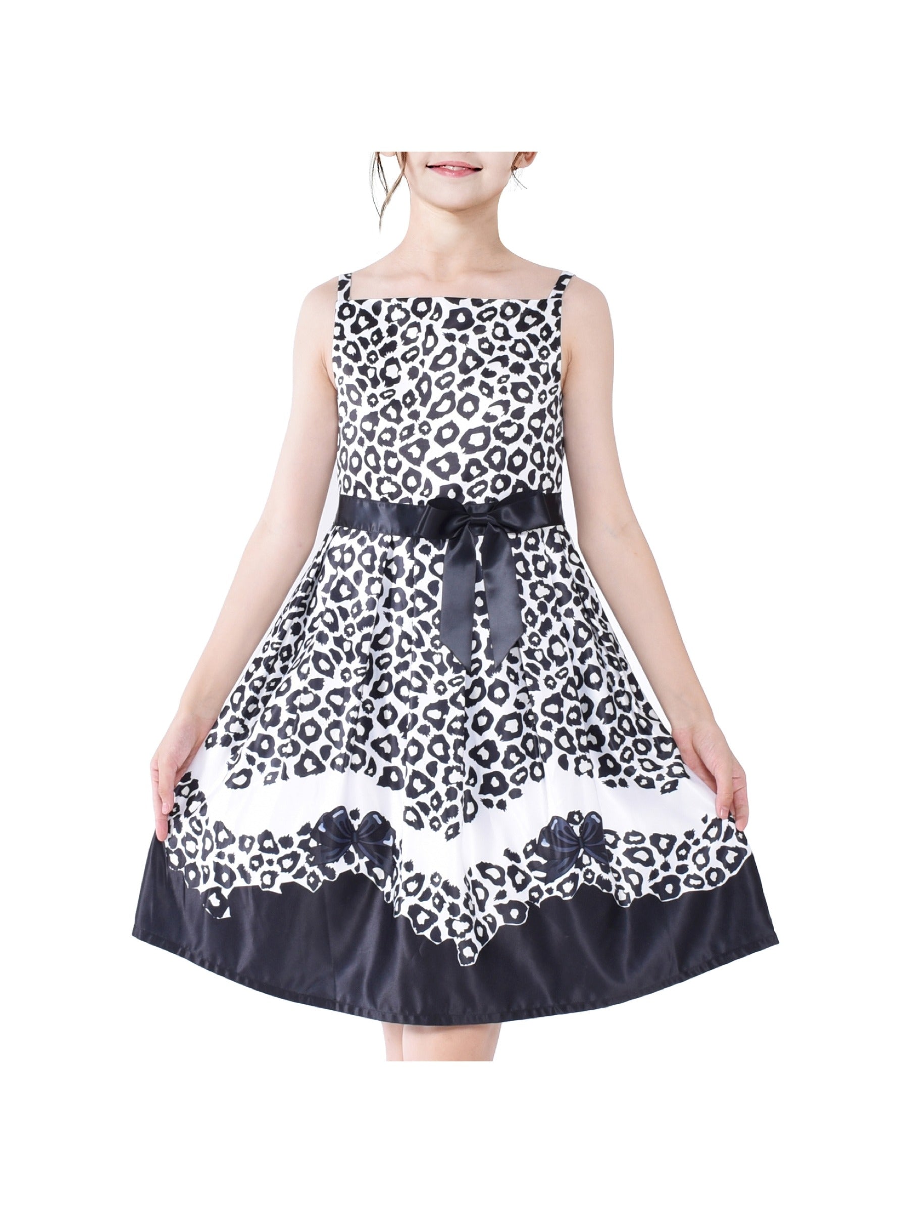 Girls Dress Leopard Doll Surprise Party Swing Dress Black