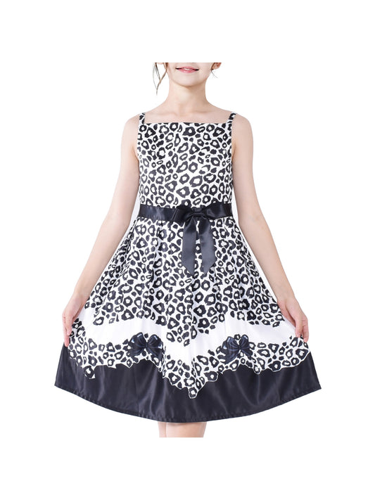 Girls Dress Leopard Doll Surprise Party Swing Dress Black