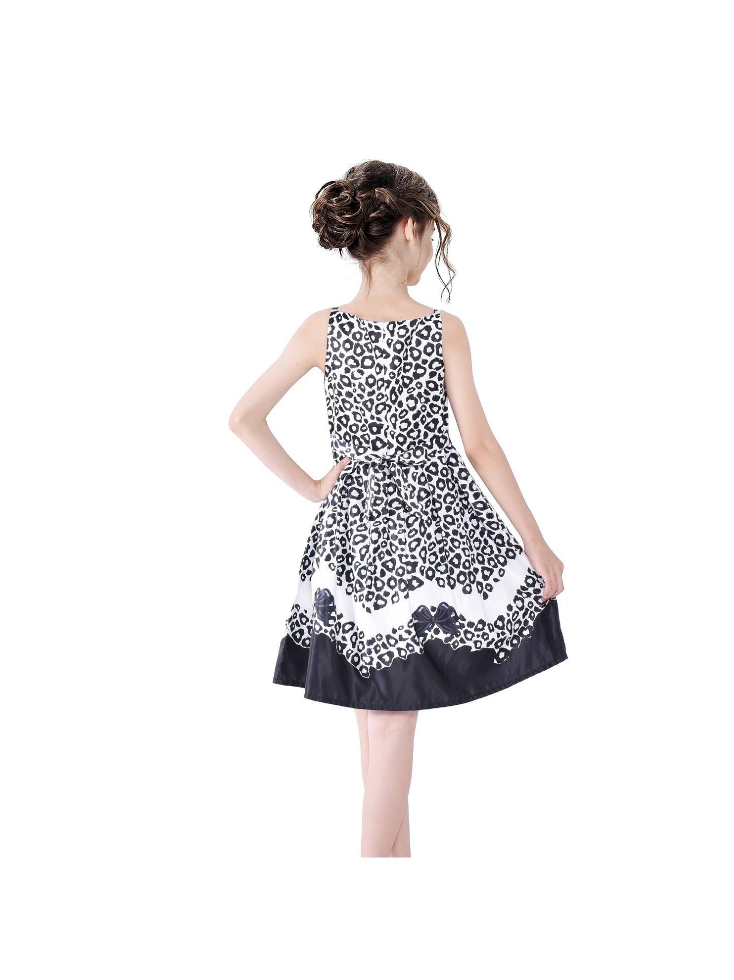 Girls Dress Leopard Doll Surprise Party Swing Dress Black