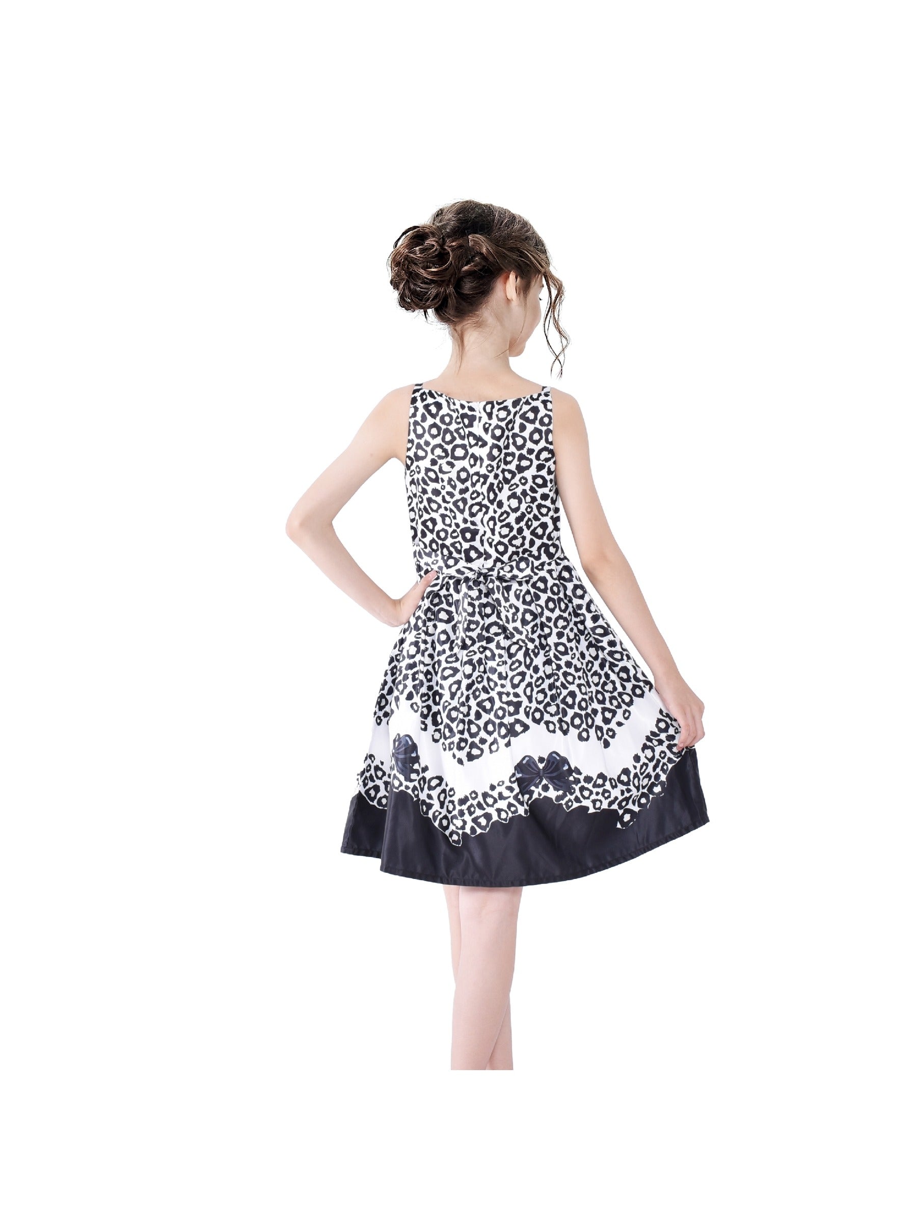 Girls Dress Leopard Doll Surprise Party Swing Dress Black