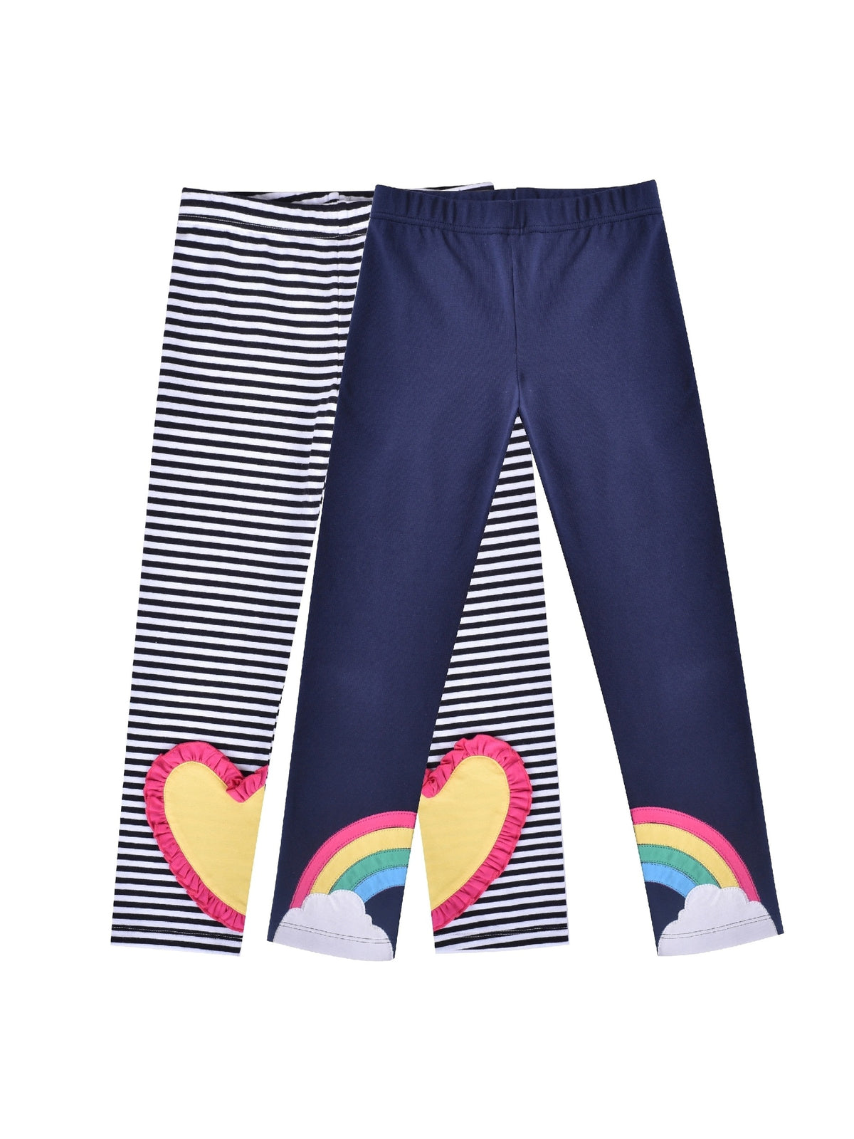 Girls Pants 3-Pack Cotton Leggings Stretchy Toddler Kids Blue