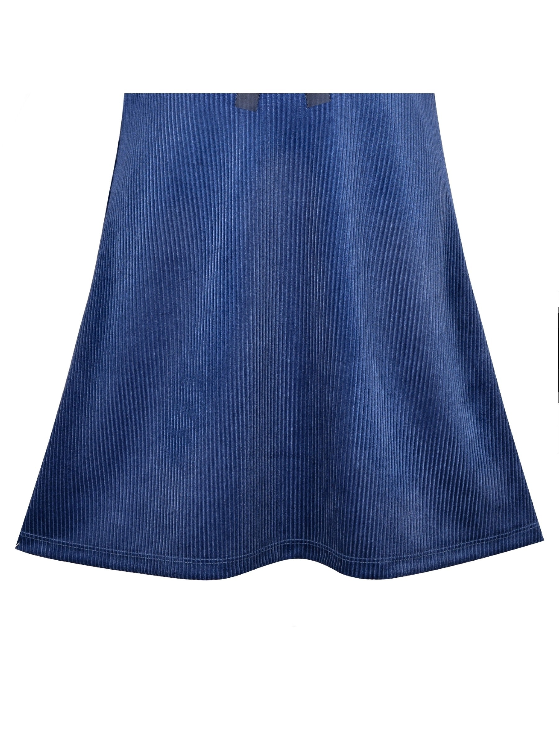 Girls Dress White Collar Velvet Ruffle Sleeve School Uniform Long Sleeve Blue