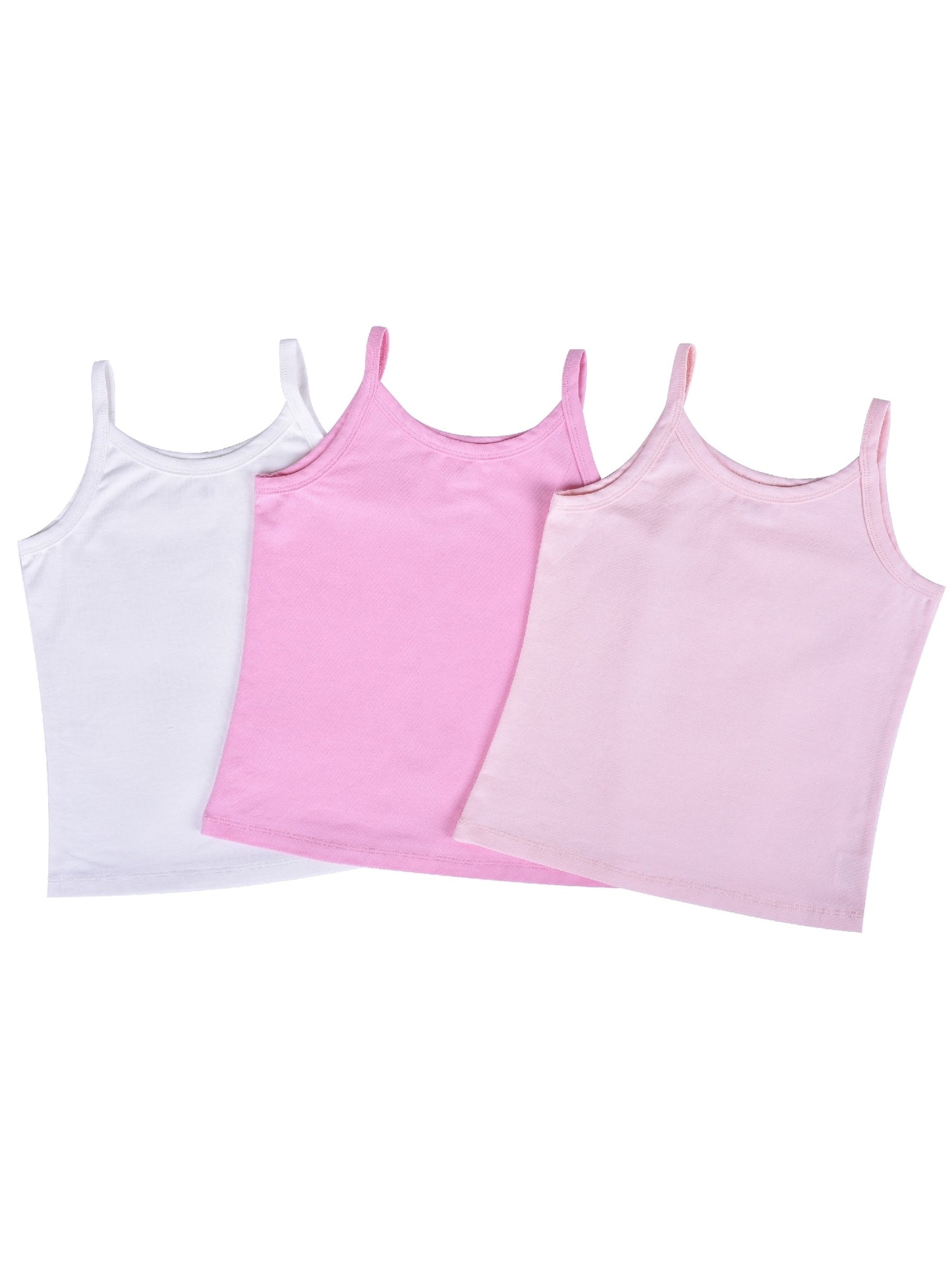 Girls Undershirt 3-pack Cami Camisole Tank Tops Cotton Pink