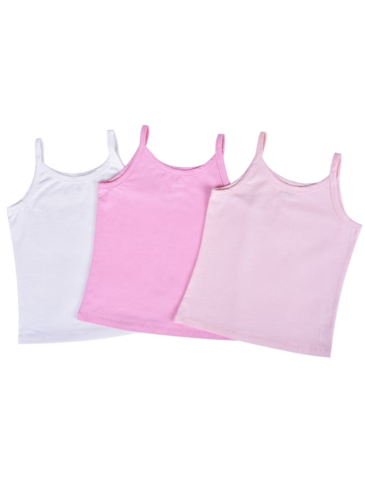 Girls Undershirt 3-pack Cami Camisole Tank Tops Cotton Pink