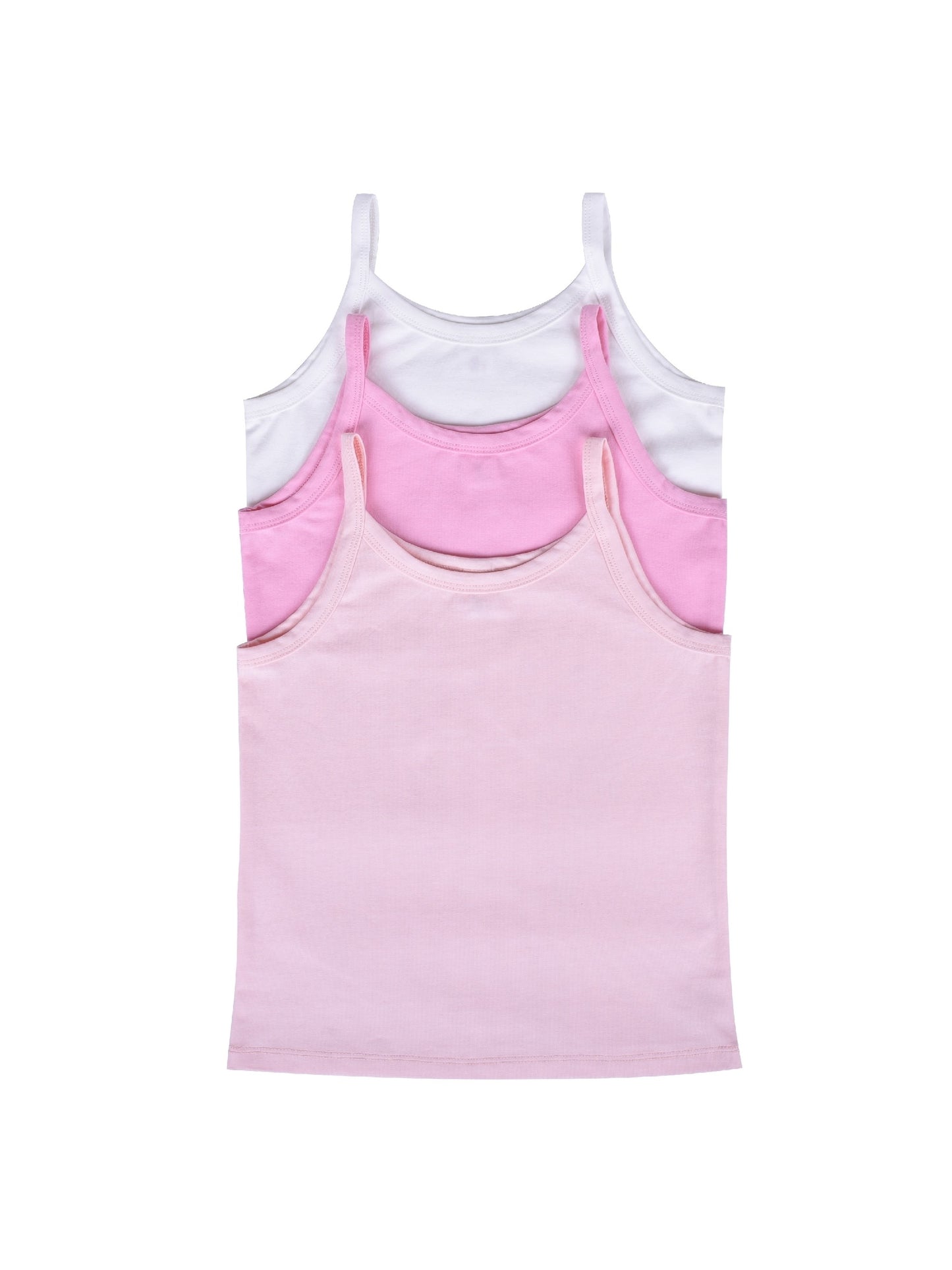 Girls Undershirt 3-pack Cami Camisole Tank Tops Cotton Pink