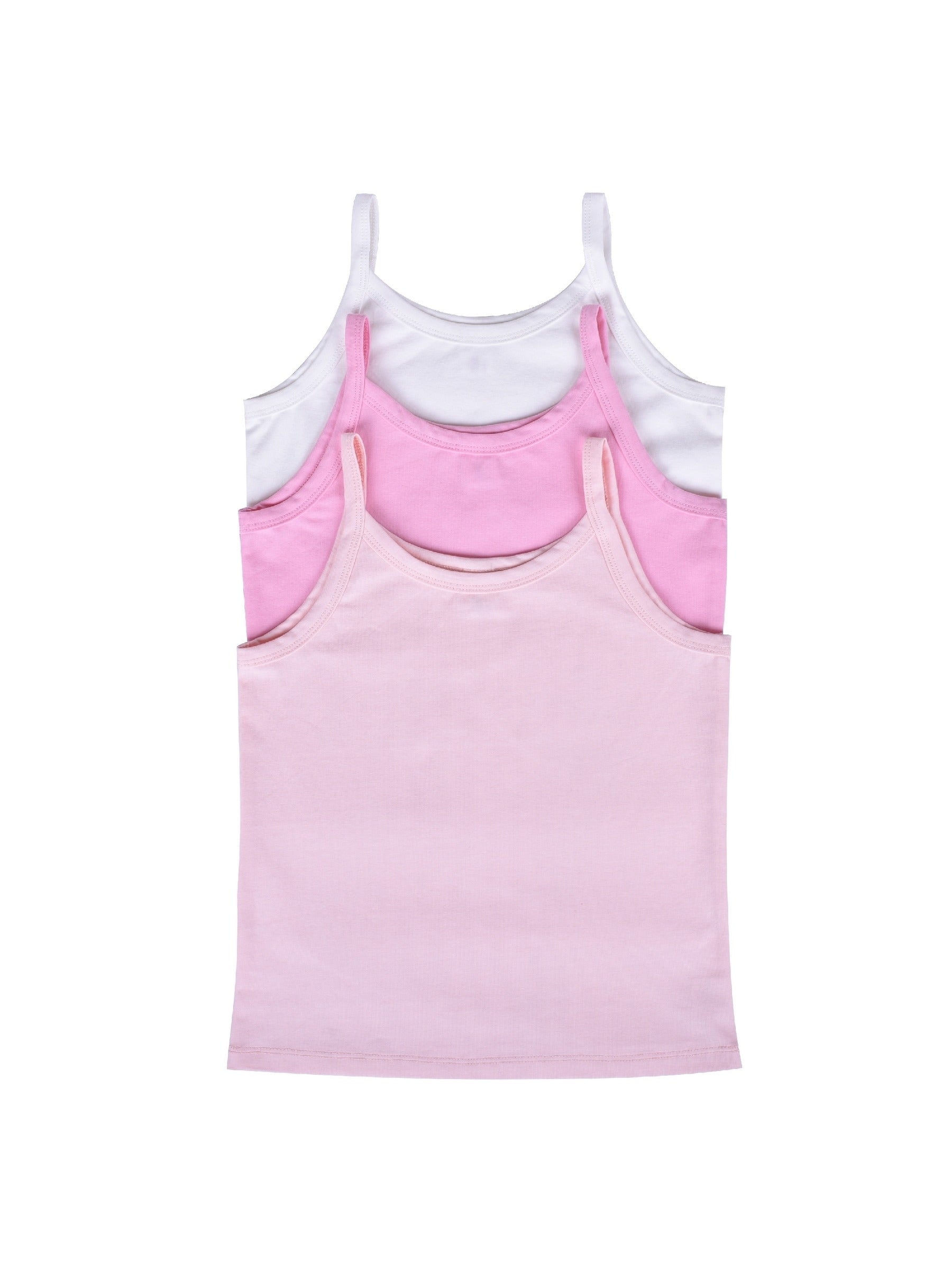Girls Undershirt 3-pack Cami Camisole Tank Tops Cotton Pink