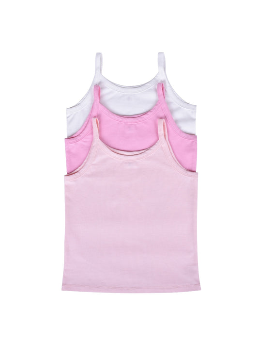 Girls Undershirt 3-pack Cami Camisole Tank Tops Cotton Pink