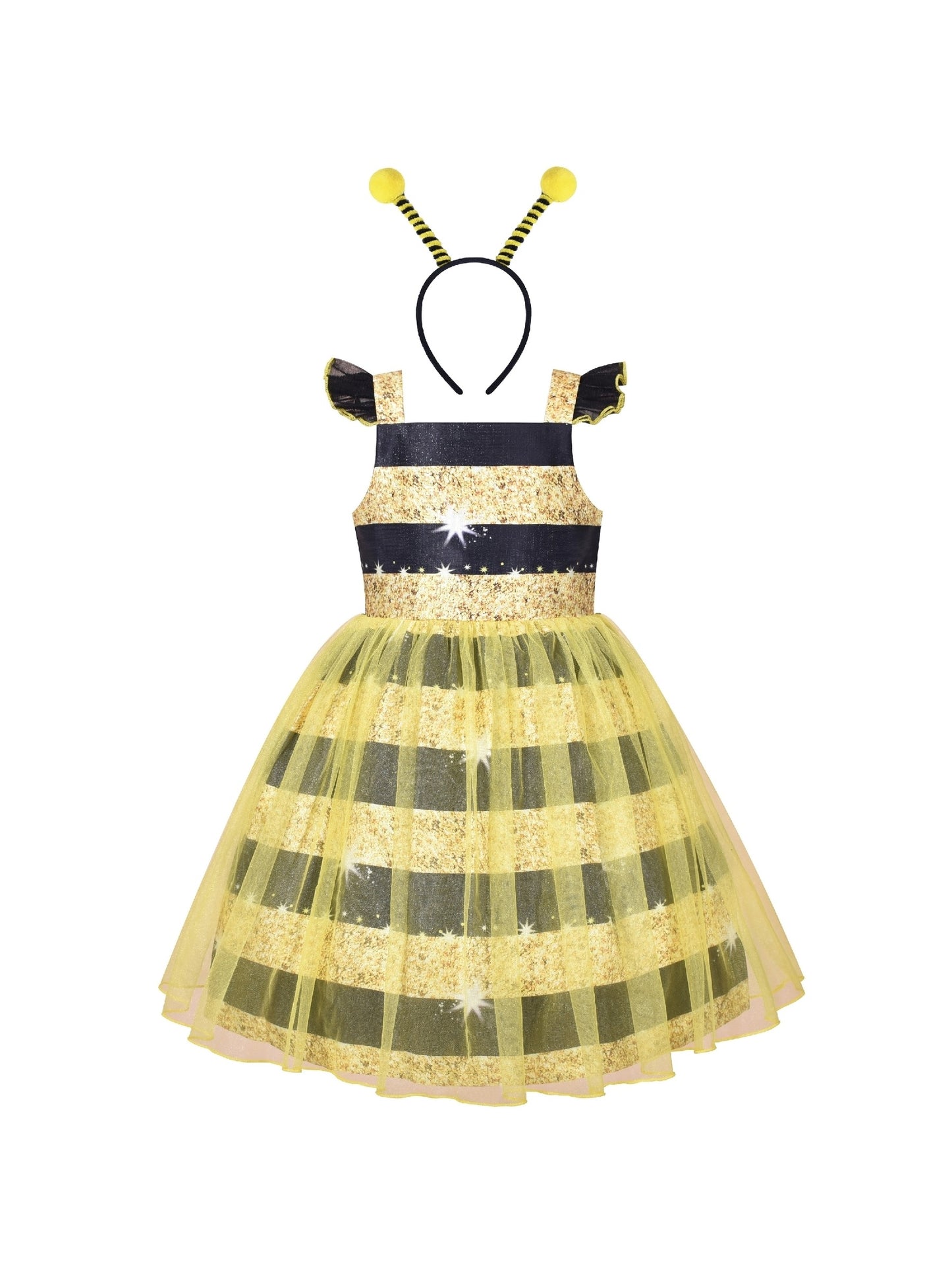 Girls Dress Pink Bow Tie Wedding Lace Tulle Overlay Layered Yellow