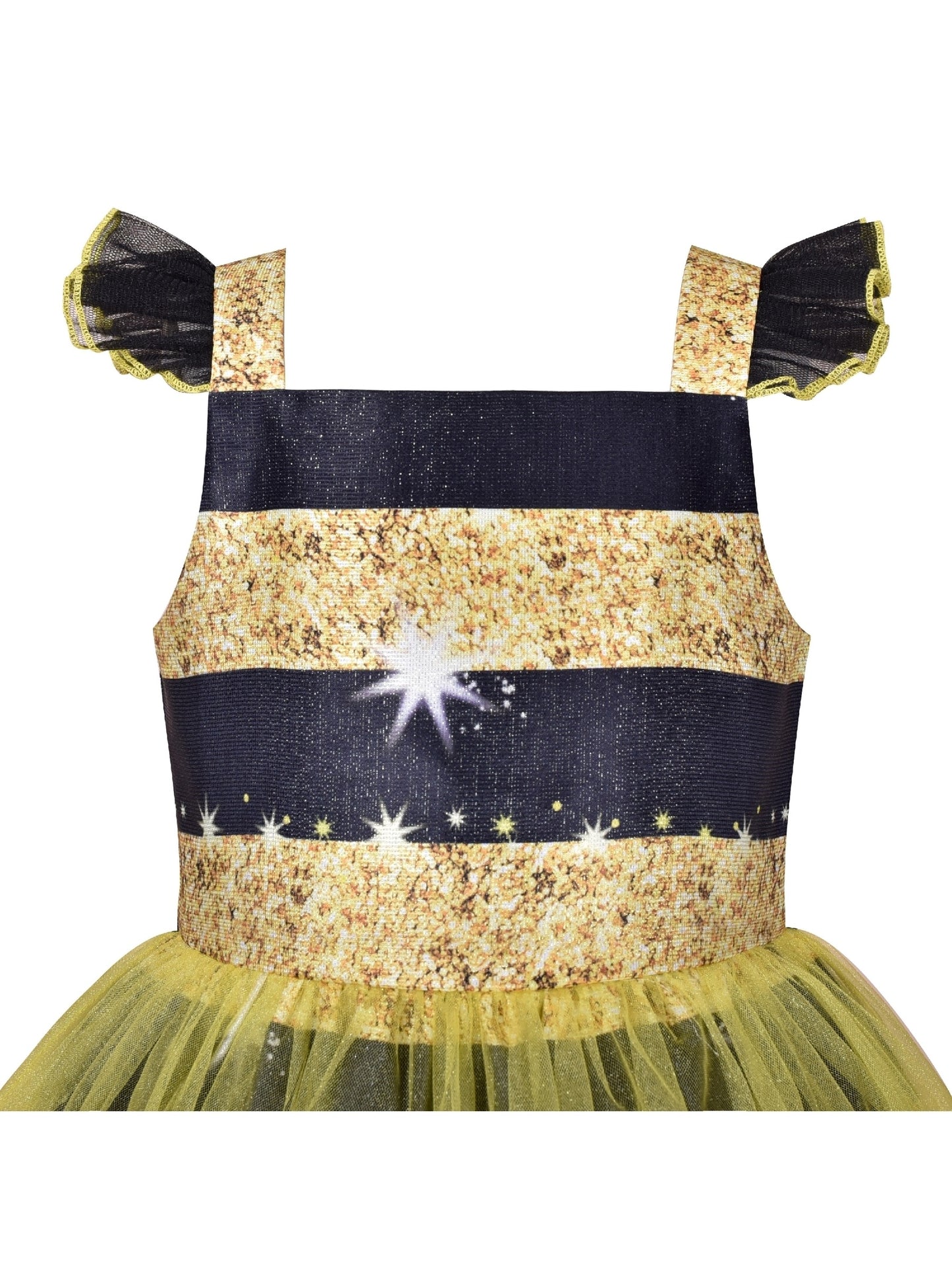 Girls Dress Pink Bow Tie Wedding Lace Tulle Overlay Layered Yellow