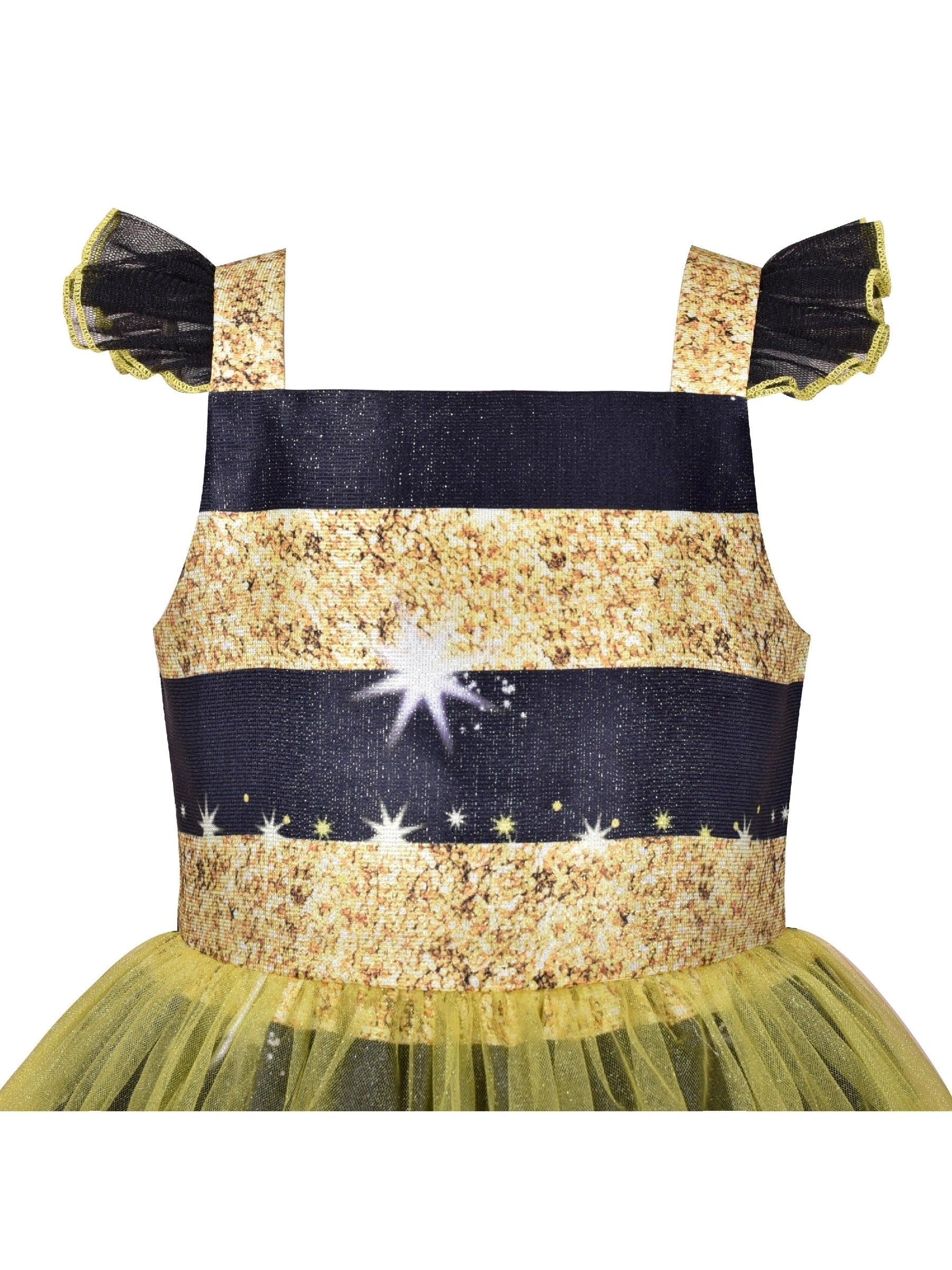 Girls Dress Pink Bow Tie Wedding Lace Tulle Overlay Layered Yellow