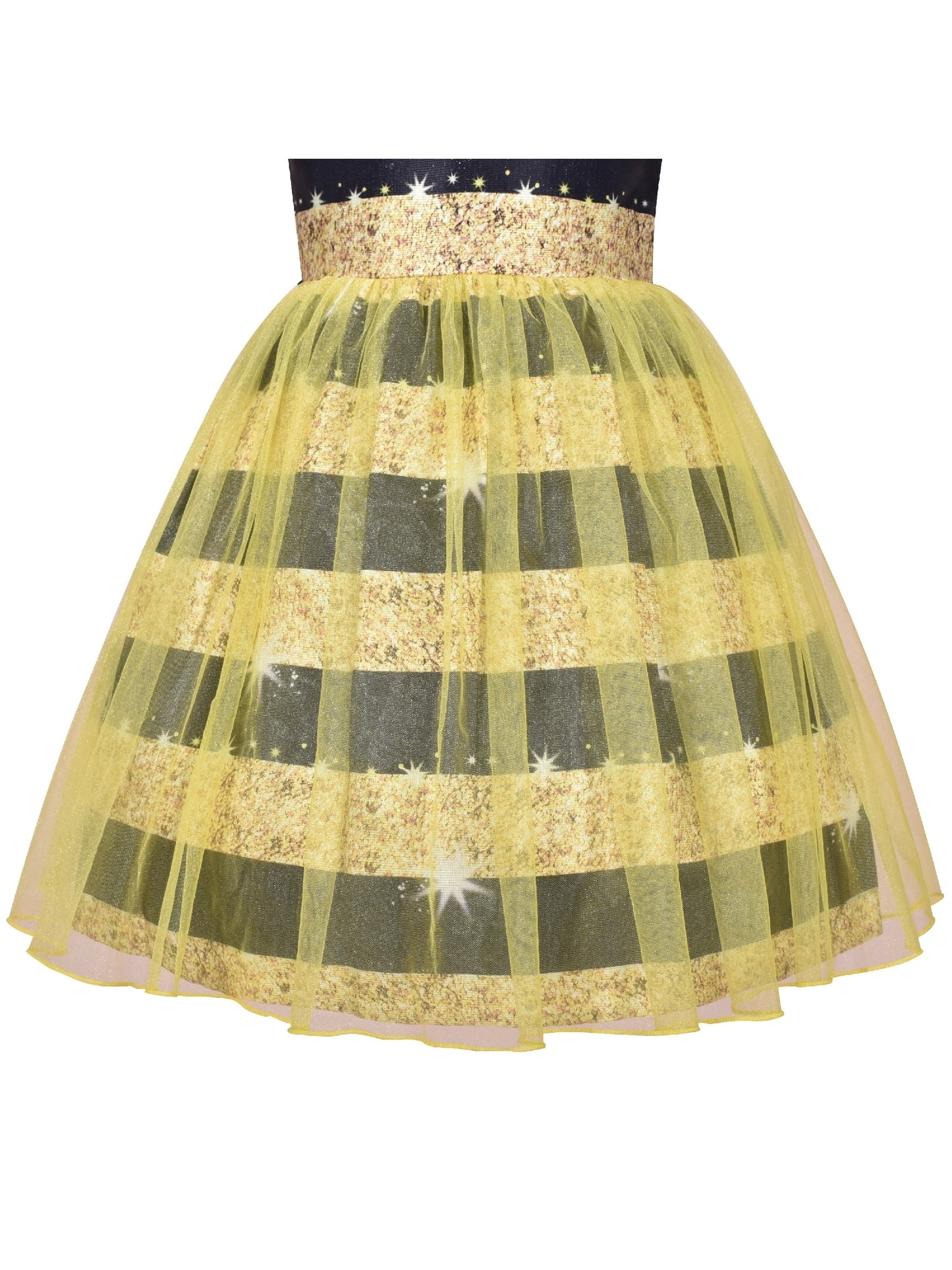 Girls Dress Pink Bow Tie Wedding Lace Tulle Overlay Layered Yellow