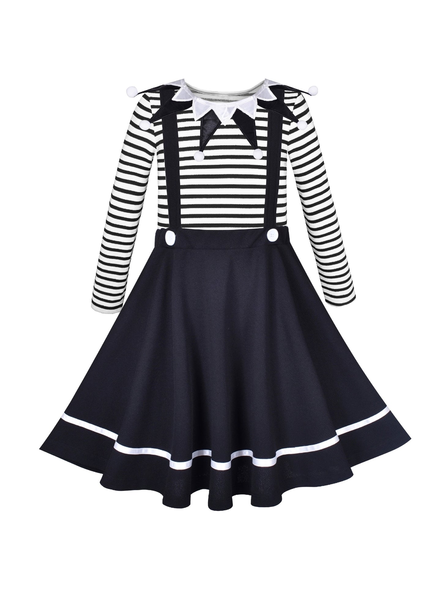 2 Pieces Set Girls Dress T-Shirt Suspender Skirt Halloween Cosplay Black