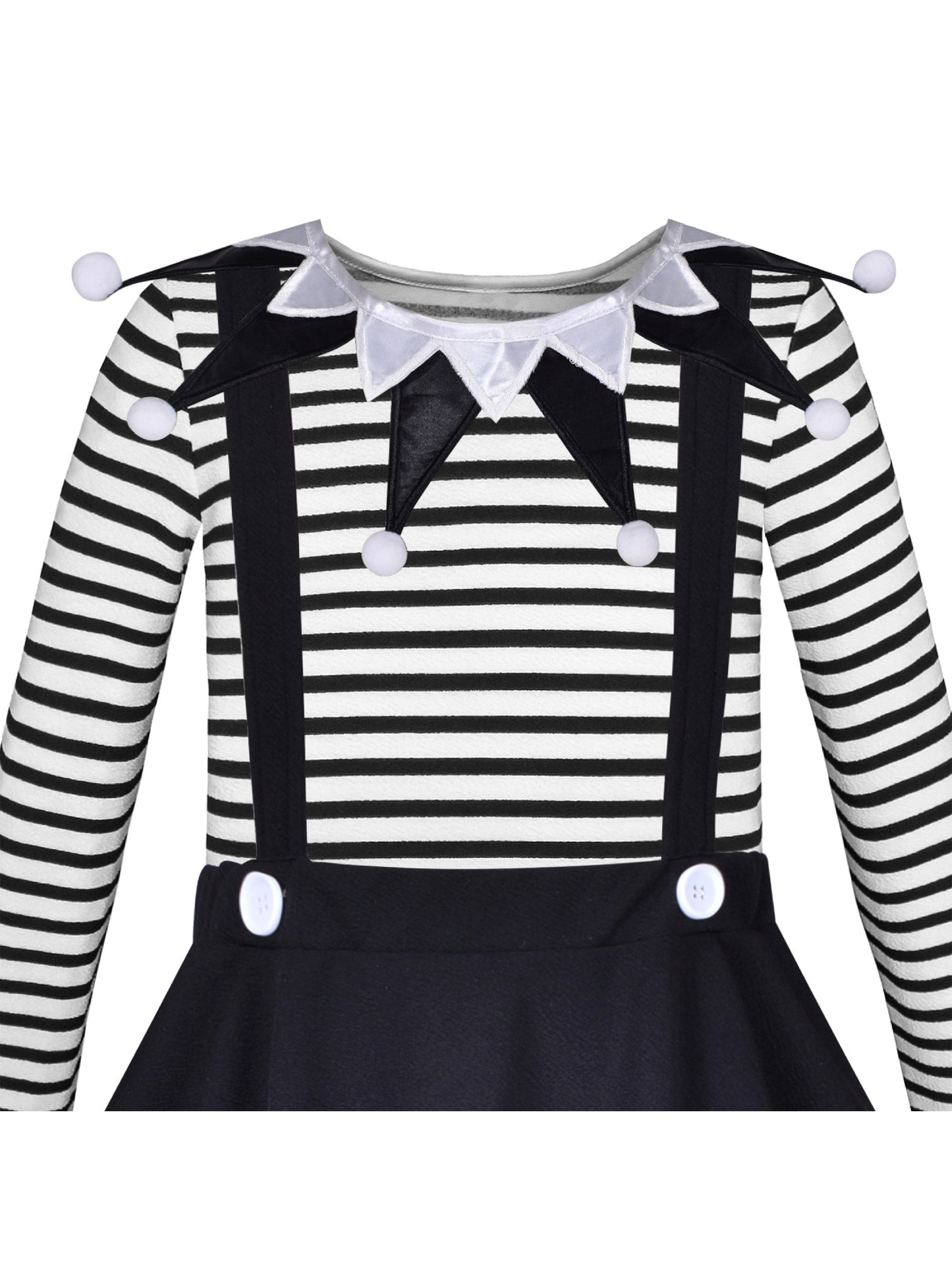 2 Pieces Set Girls Dress T-Shirt Suspender Skirt Halloween Cosplay Black