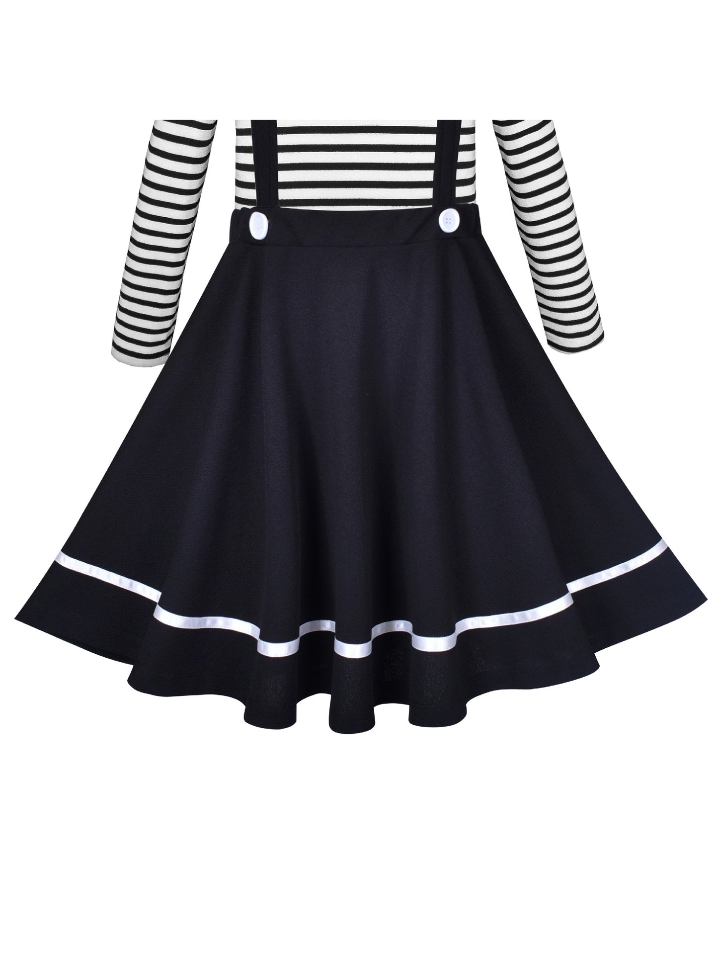 2 Pieces Set Girls Dress T-Shirt Suspender Skirt Halloween Cosplay Black