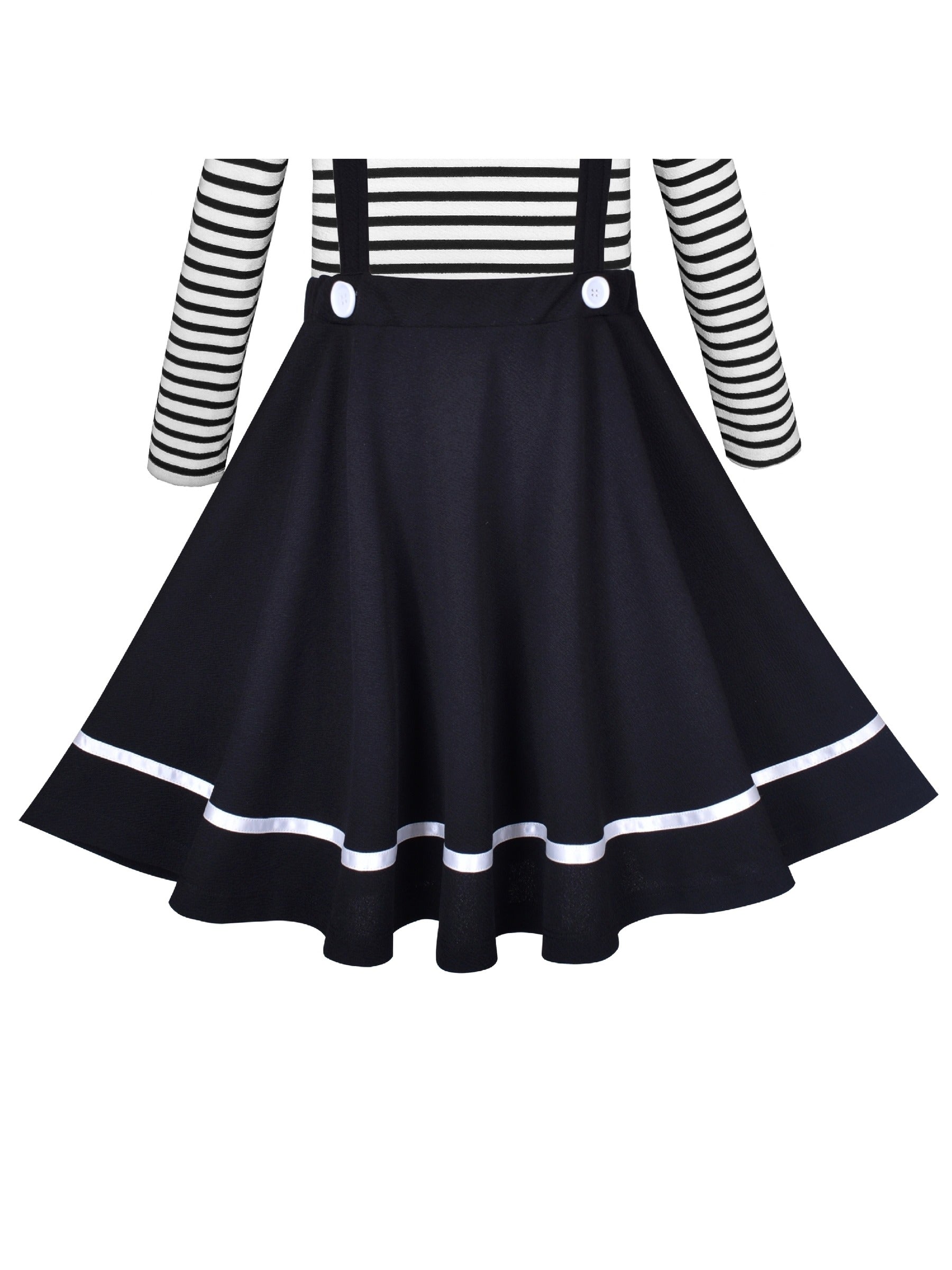 2 Pieces Set Girls Dress T-Shirt Suspender Skirt Halloween Cosplay Black