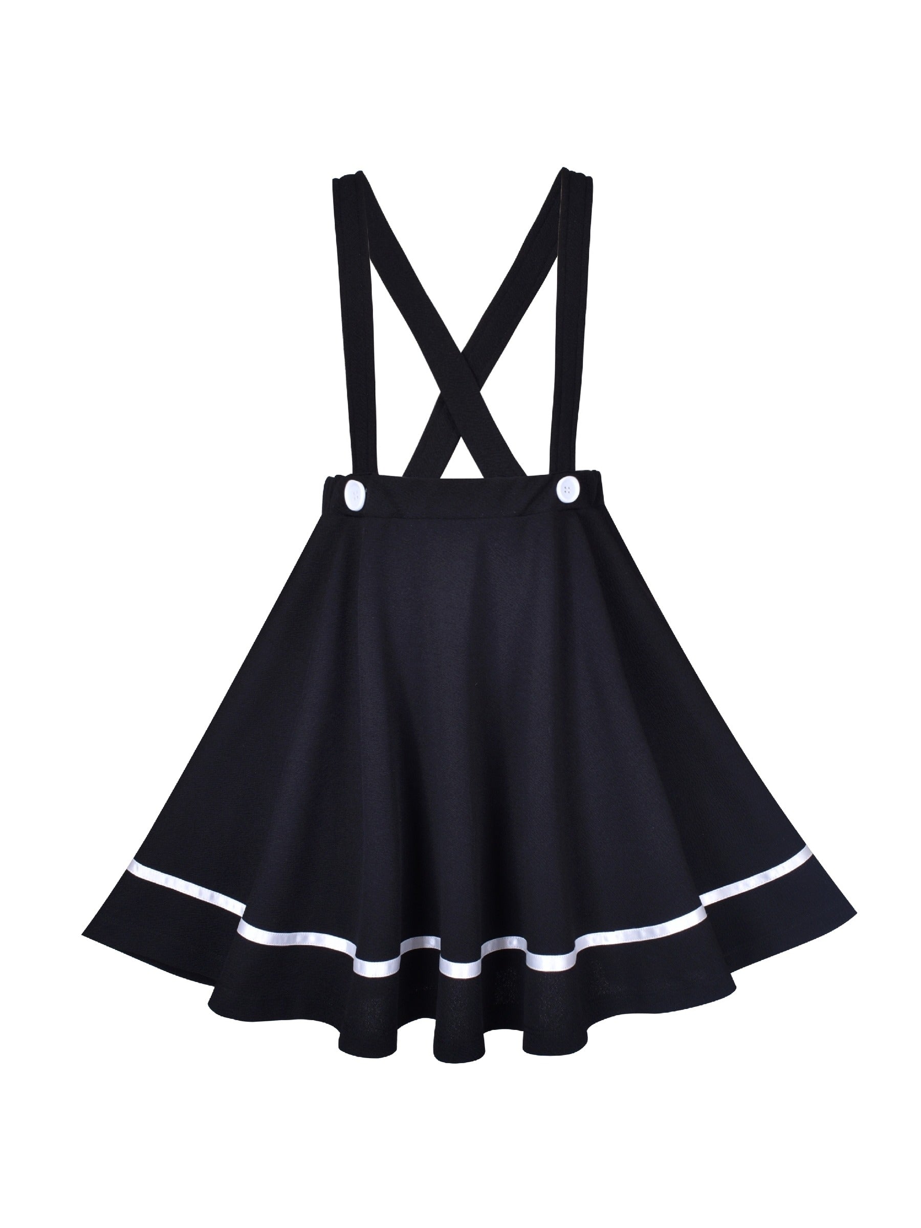 2 Pieces Set Girls Dress T-Shirt Suspender Skirt Halloween Cosplay Black