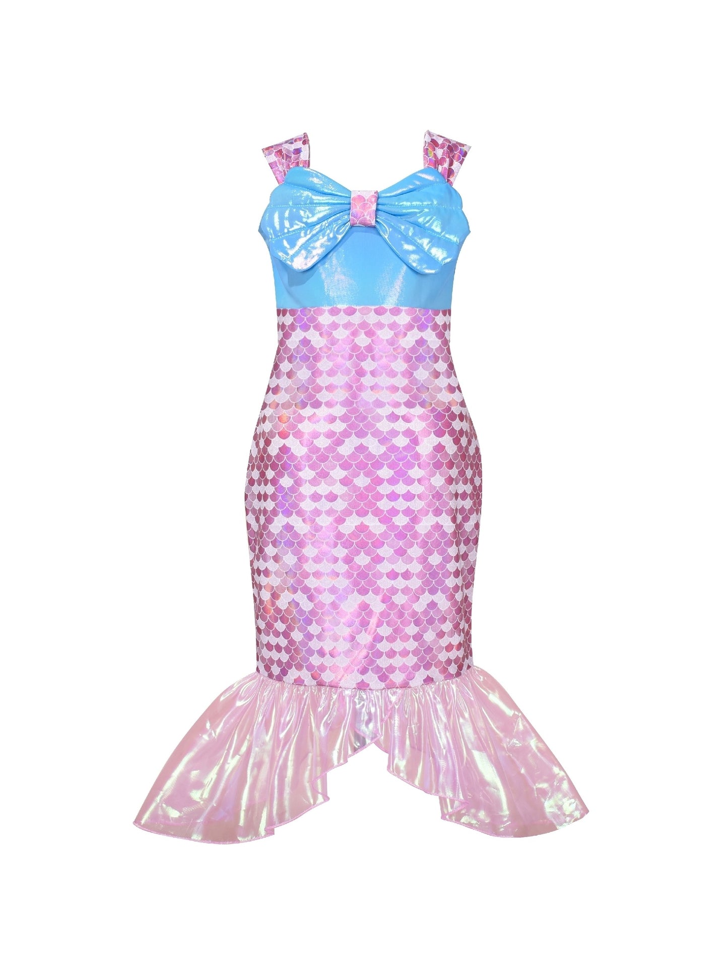 Girls Dress Mermaid Princess Costume Halloween Party Dress Purple