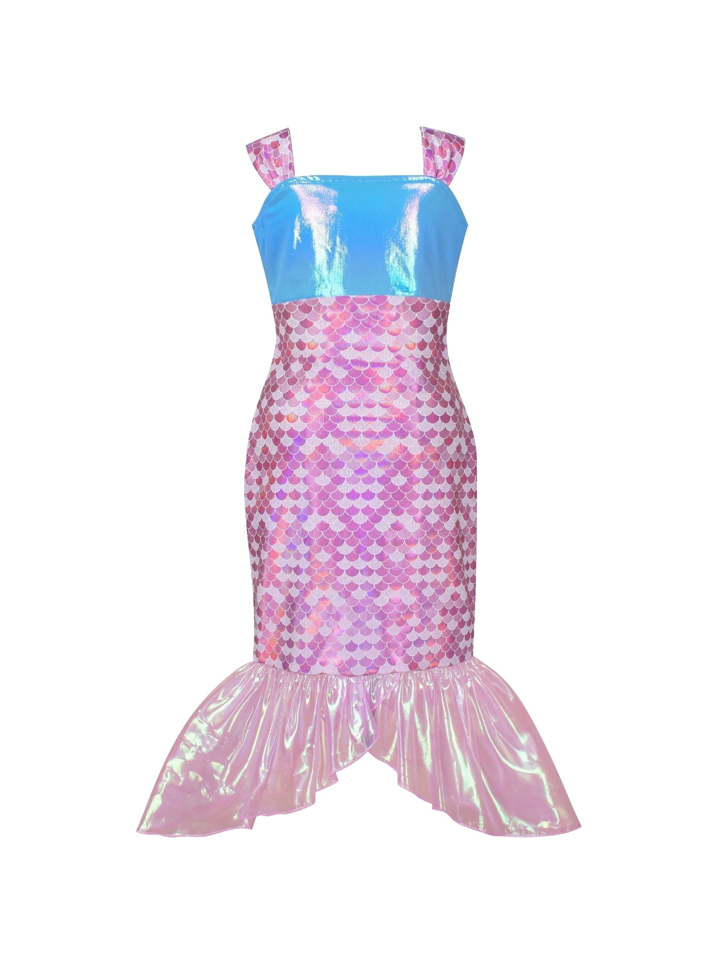 Girls Dress Mermaid Princess Costume Halloween Party Dress Purple