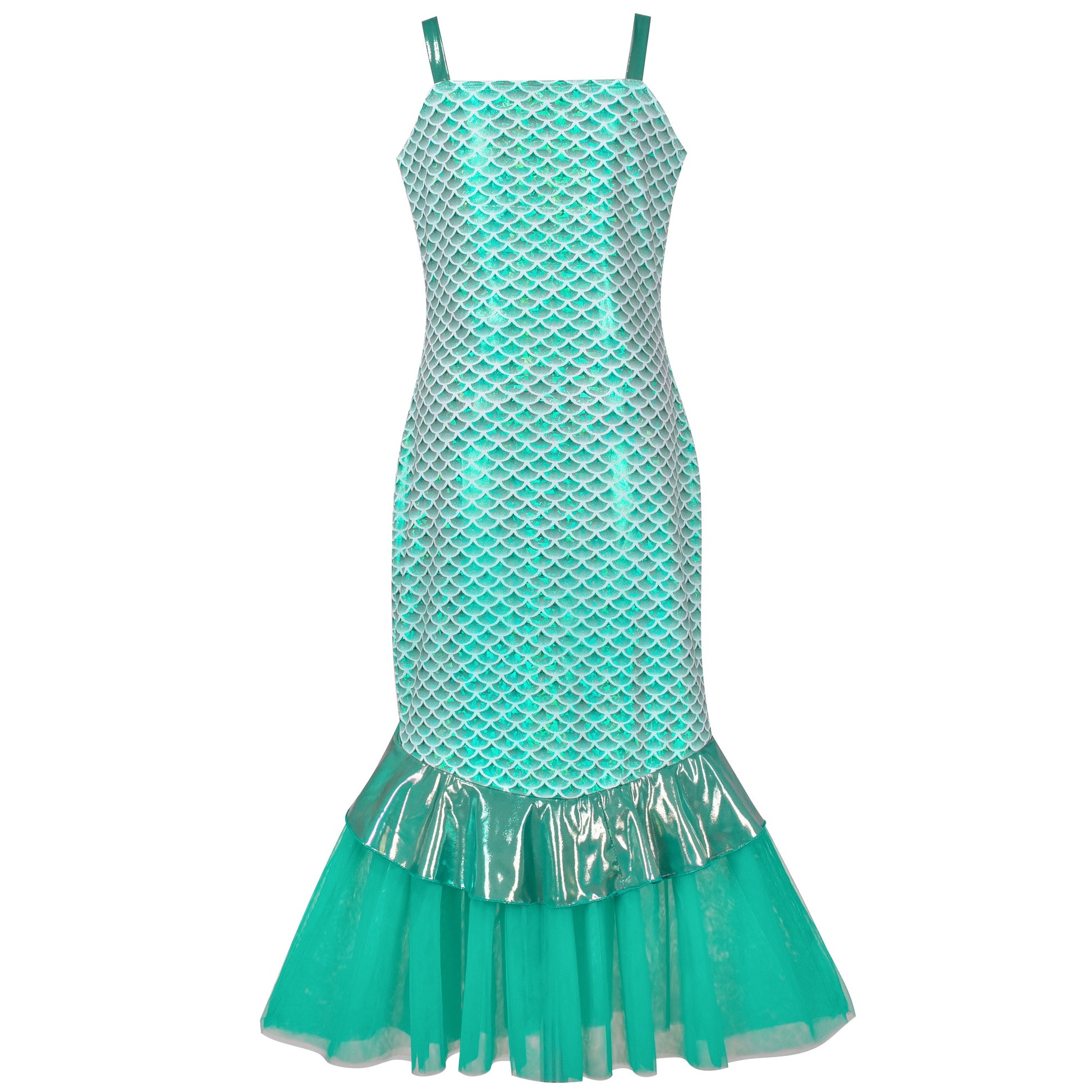 Girls Dress Mermaid Princess Costume Halloween Party Dress Green