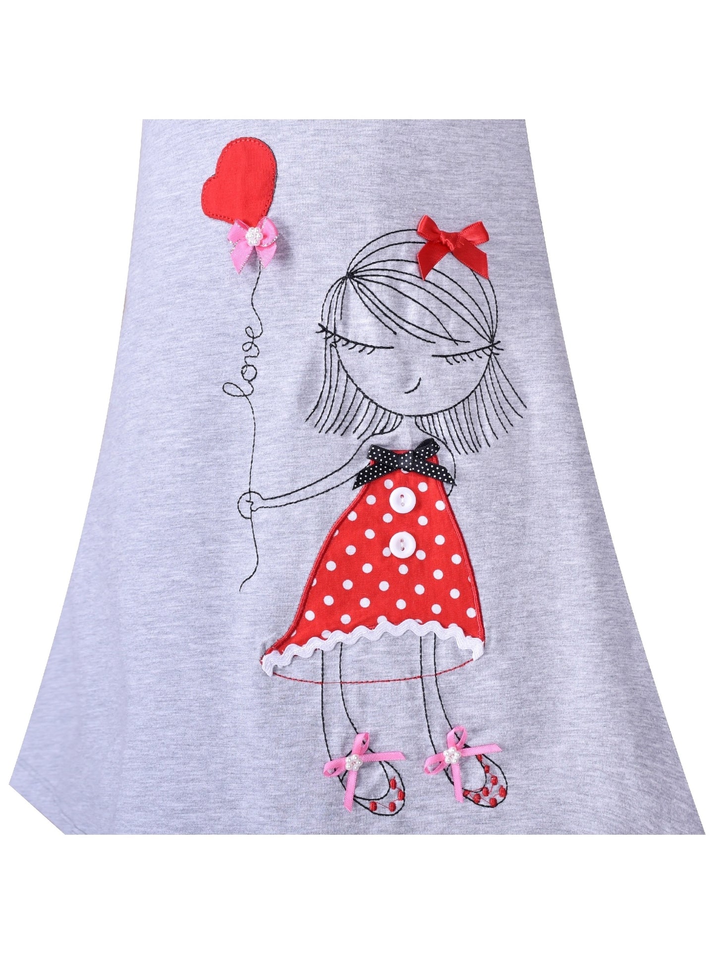 Girls Dress Long Sleeve Christmas Reindeer Snow Holiday Party Gray