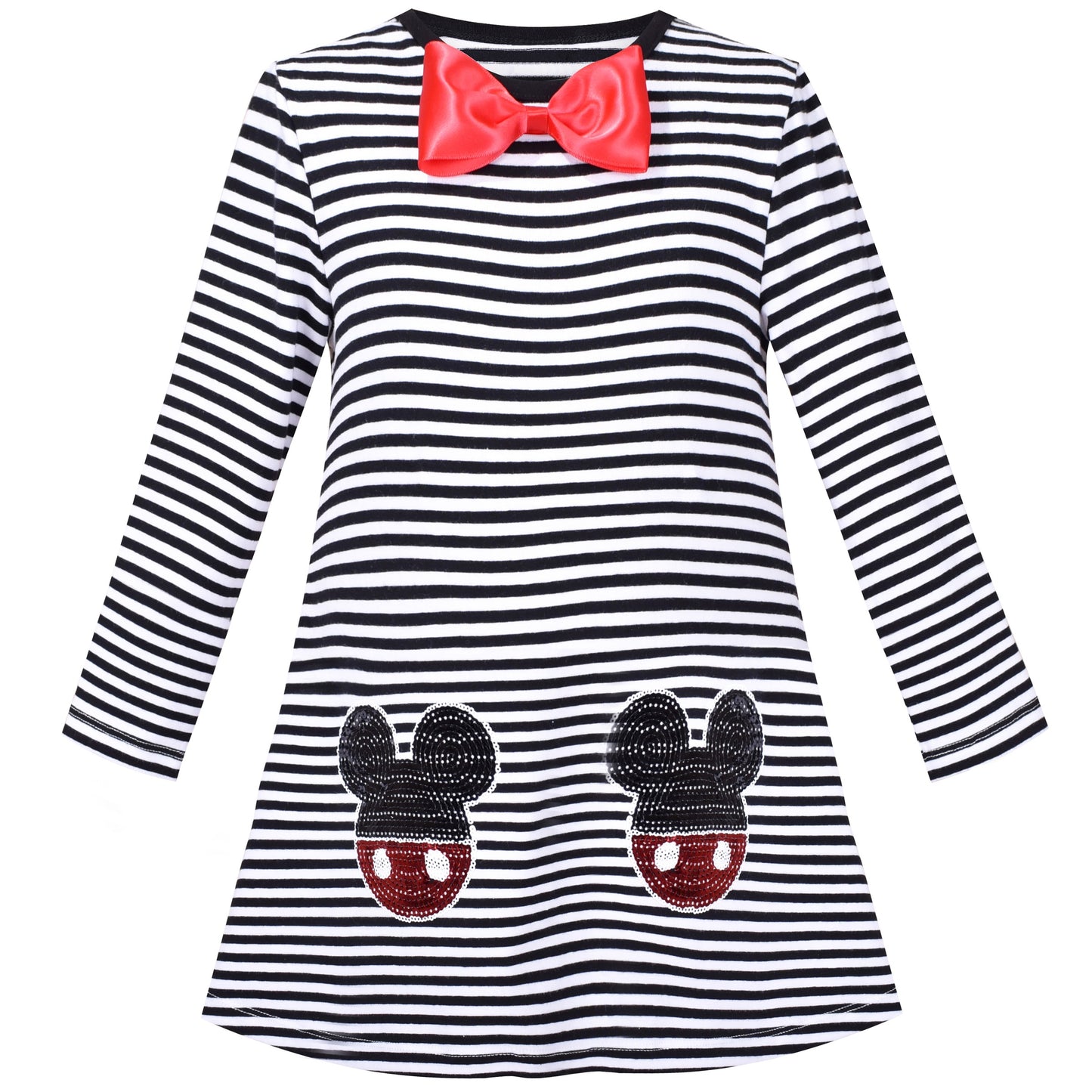 Girls Dress Long Sleeve Christmas Reindeer Snow Holiday Party Black